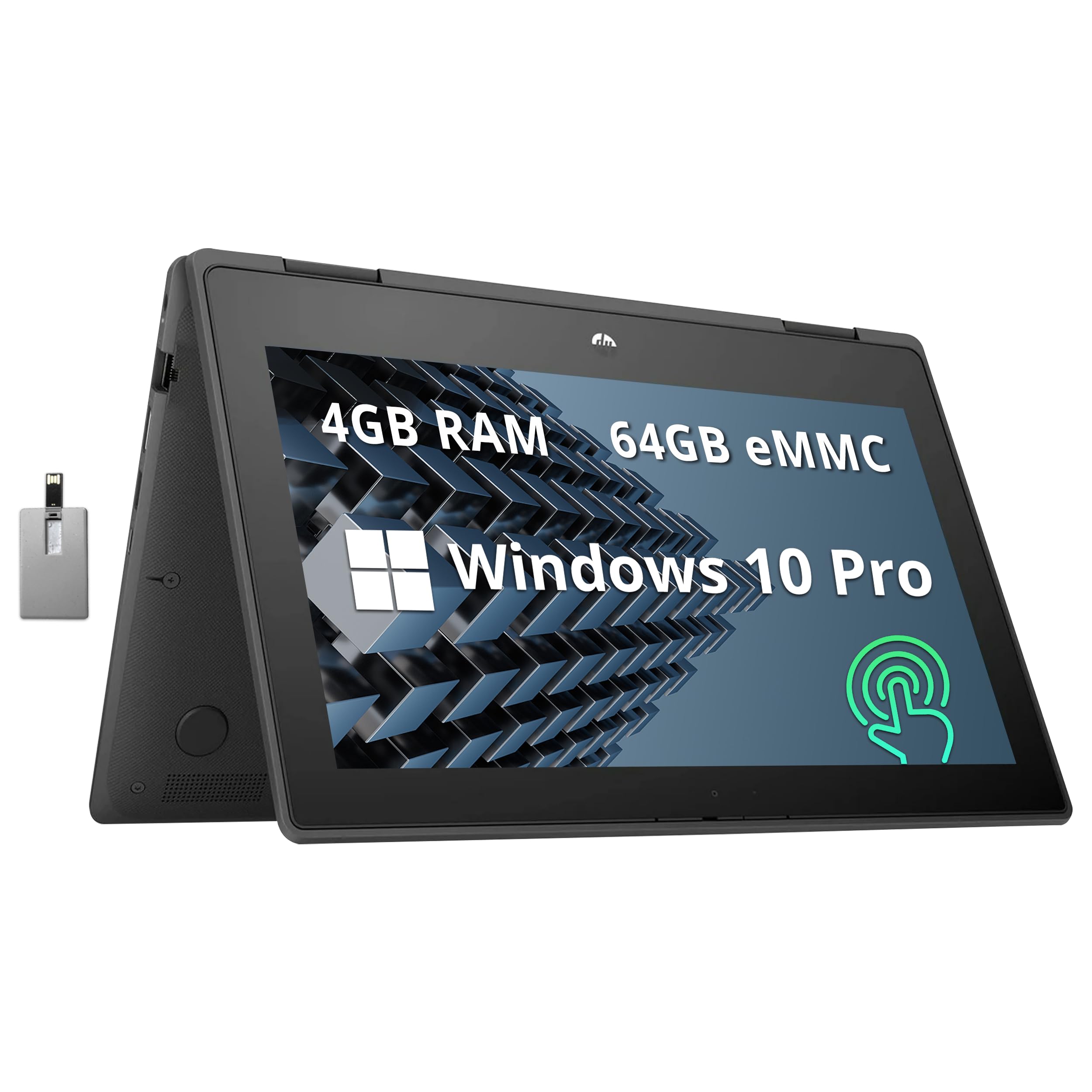 HP Probook x360 11 G5 EE 11.6 HD 2-in-1 Touchscreen Laptop, Intel Celeron N4020, 4GB RAM, 192GB Storage(64GB eMMC+128GB USB), 