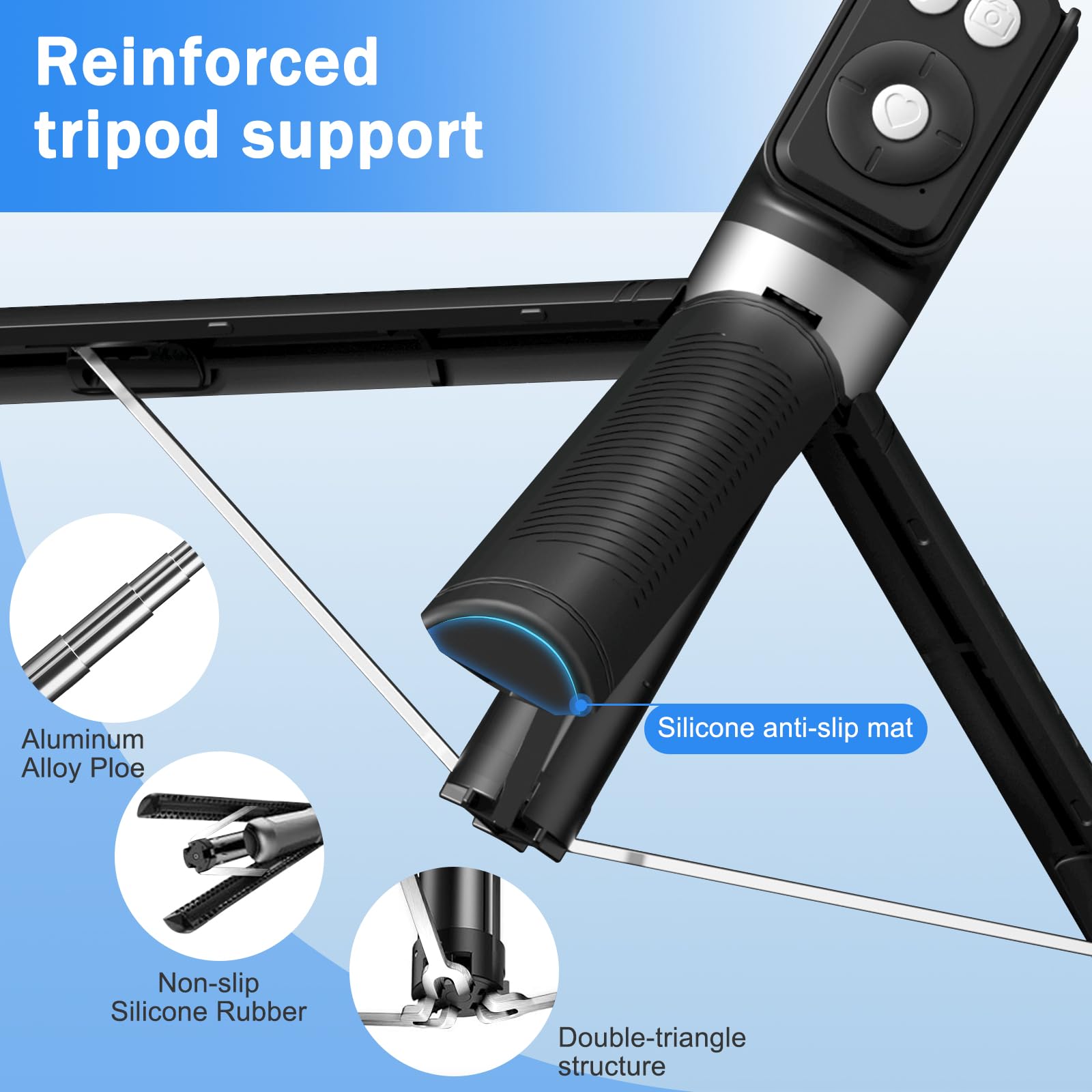 Selfie Stick Tripod With Fill Light, Phone Selfie Stick,Durable Stainless Steel Design,Bluetooth Remote Control,And Stable Three