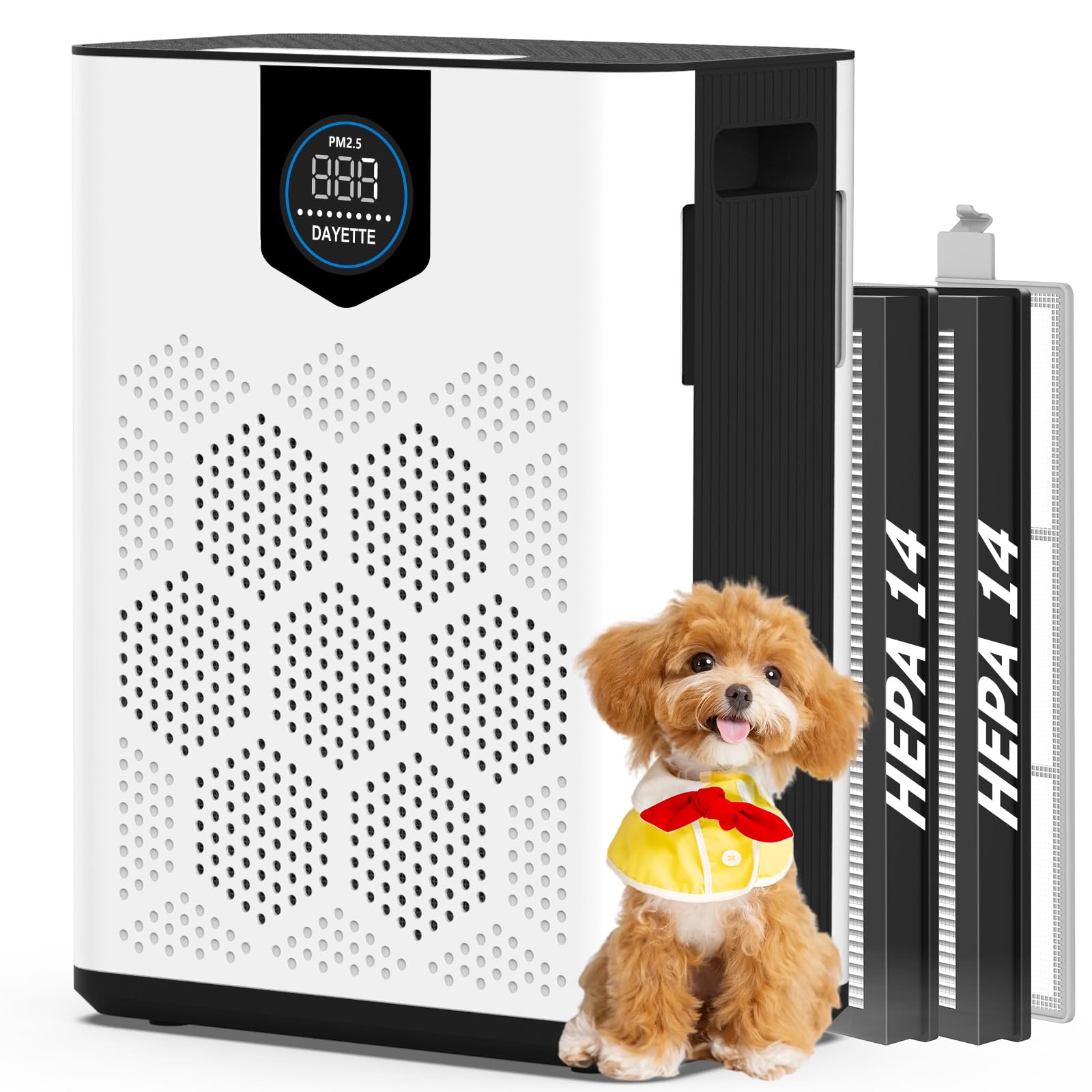 DAYETTE Air Purifiers for Home Large Room Up to 3000 Ft with HEPA 14 Filter, Pet Air Purifier with Washable Prefilter for Bedroo