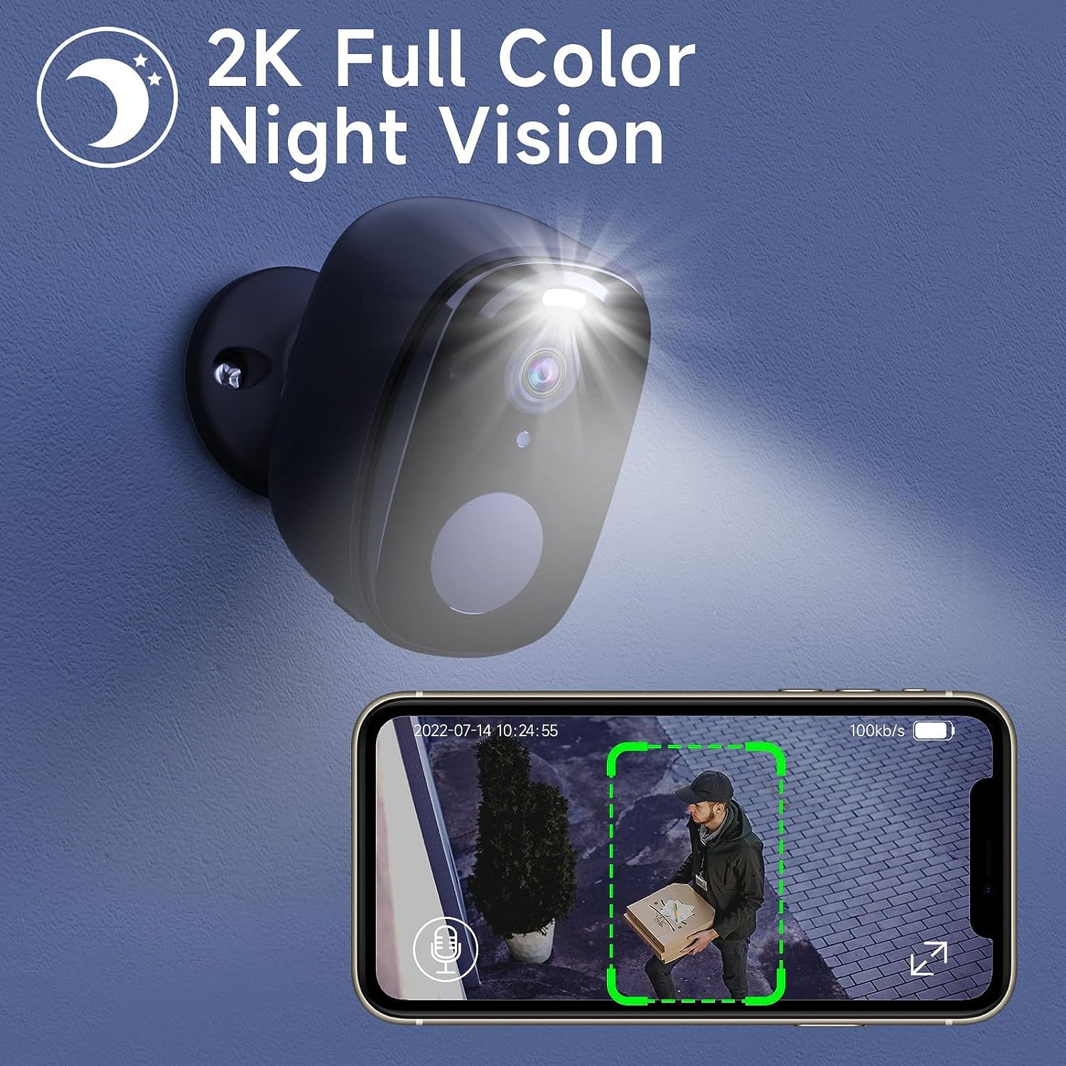 Security Cameras Wireless Outdoor 4Pc,2K Battery Powered Ai Motion Detection Spotlight Siren Alarm Surveillance Indoor Home Came