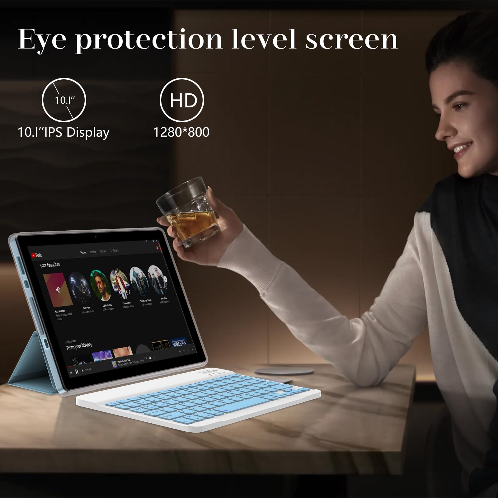 Android 13 Tablet With Keyboard, 10.1 Inch 10Gb Ram+64Gb Rom 2024 Newest 2 In 1 Tablets With Case Mouse Stylus, 1.8Ghz Quad Core