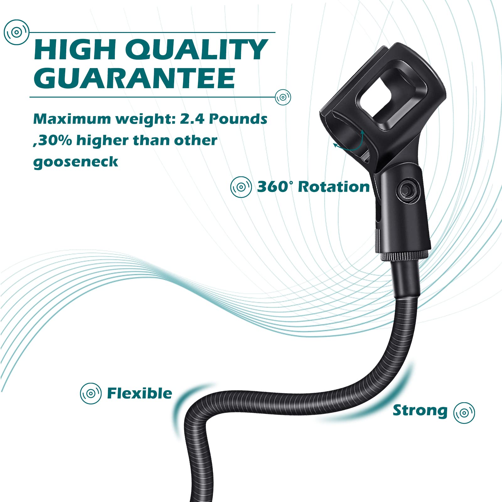 2 Pcs Gooseneck Mic Stand Mic Holder Microphone Stand Mount Adjustable Arm Adapter Podium Microphone Flexible Gooseneck Desktop