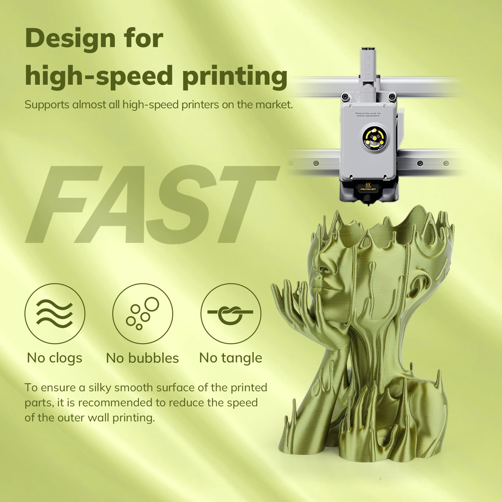 Amolen Silk Pla 3D Printer Filament, Shiny Silk Bronze Green Pla Filament 1.75Mm, High Speed 3D Printing Pla Filament For Most F