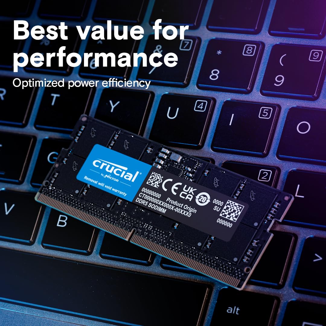 Crucial 32Gb Ddr5 Ram Kit (2X16Gb), 5600Mhz (Or 5200Mhz Or 4800Mhz) Laptop Memory 262-Pin Sodimm, Compatible With Intel Core And