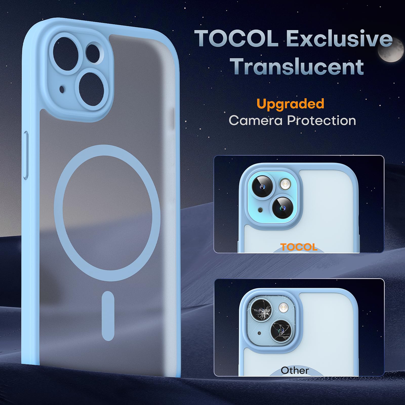 Tocol For Iphone 15 Bumper, Military Grade Drop Tested Slim Bumper For Iphone 15, Light Blue