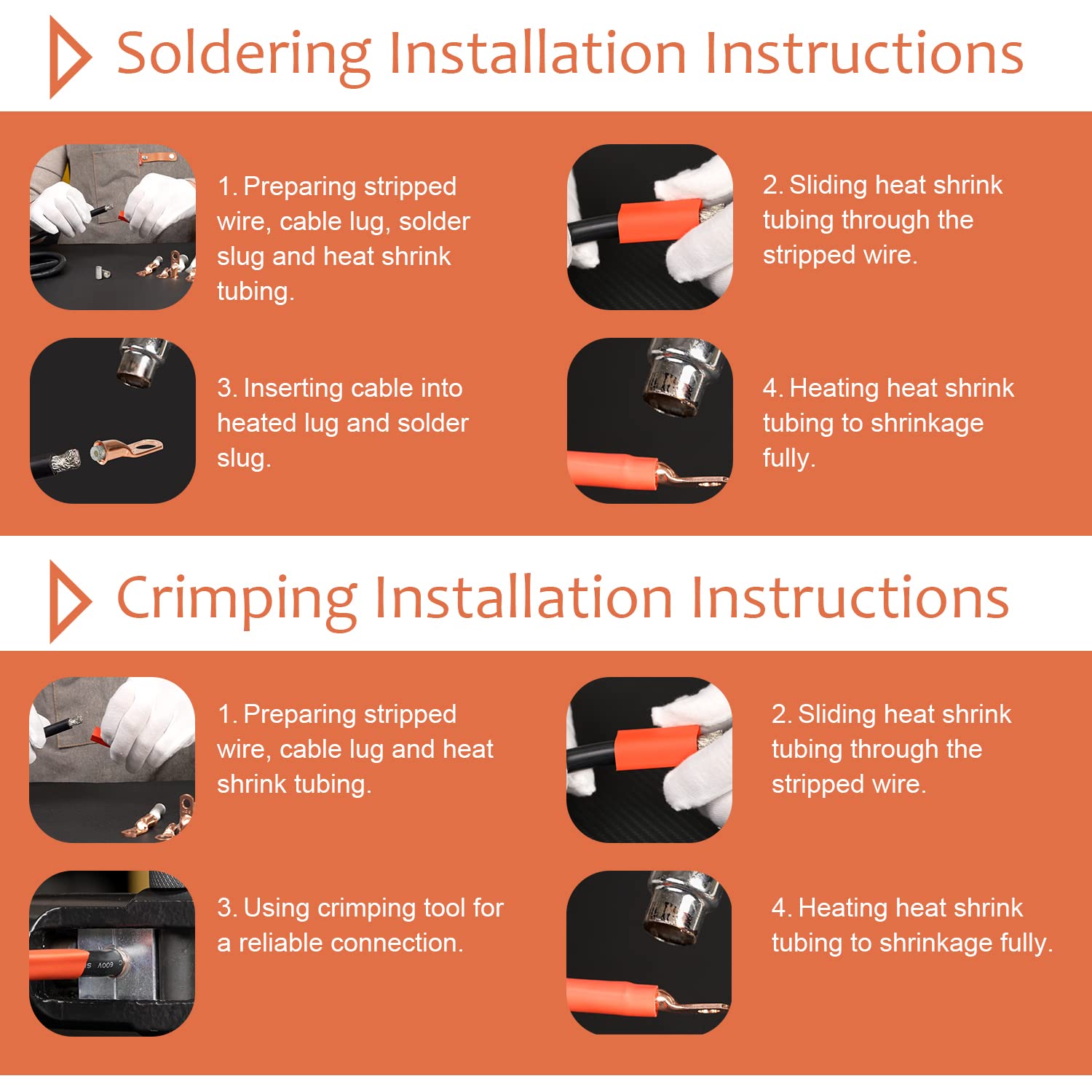 Riocan 10Pcs 2/0 Awg 5/16   (M8) Tinned Ring Terminals 00 Gauge Copper Wire Lugs Battery Cable Ends Heavy Duty Battery Cable Ter