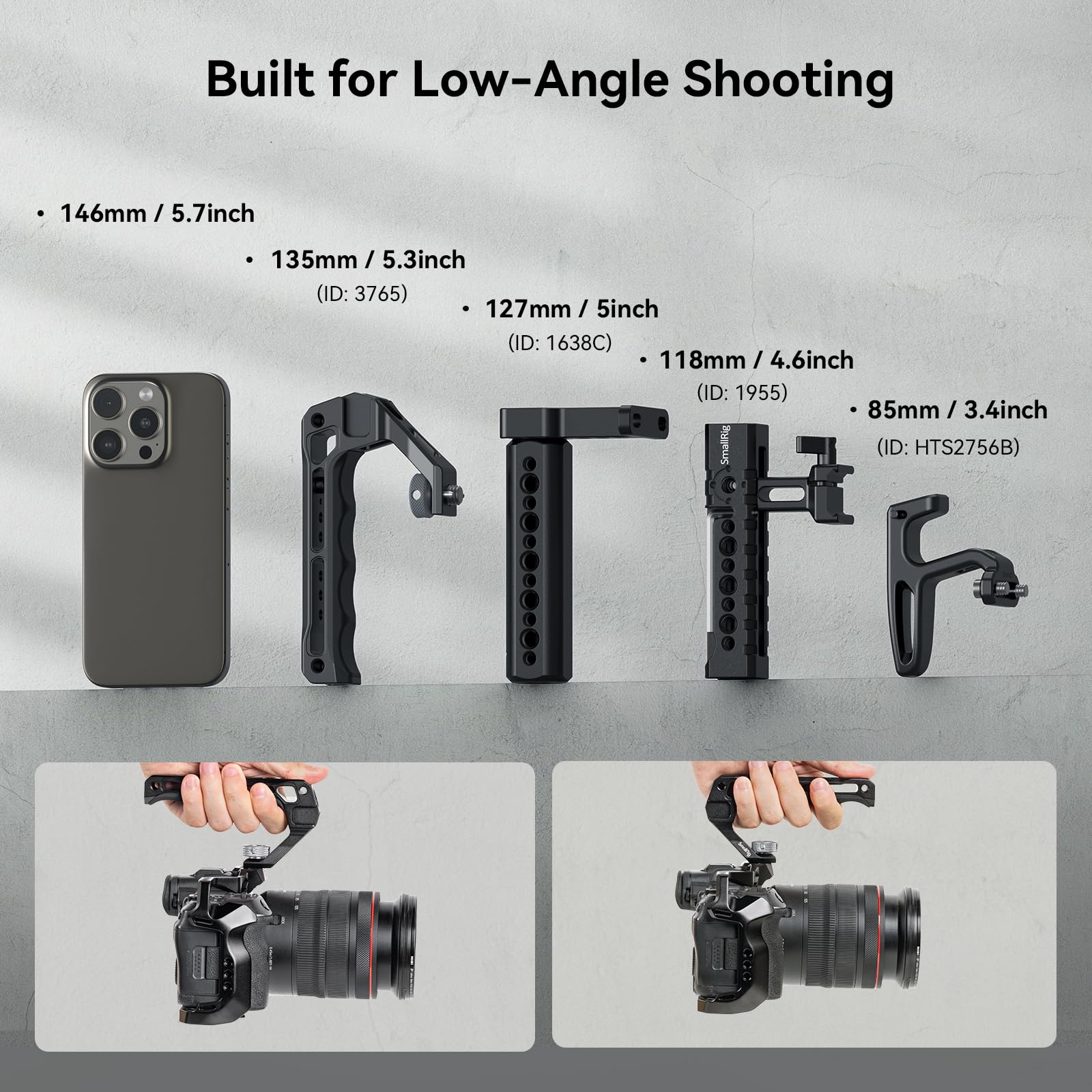 Smallrig Top Handle With 3/8-16 Locating Pins For Arri Grip For Camera Cage, Universal Video Rig With 5 Cold Shoe Adapters To Mo