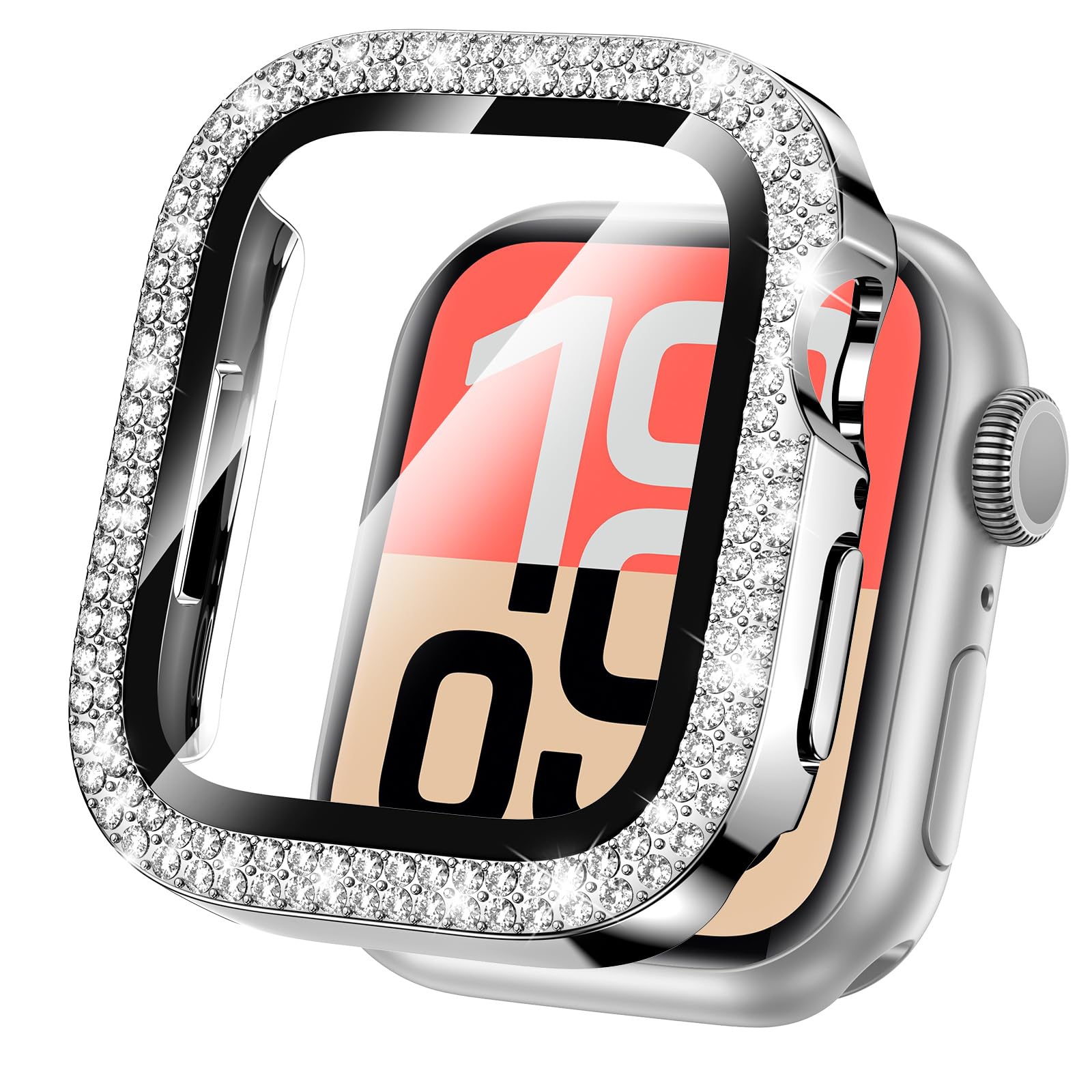 Goton 44mm Bling Case Compatible for Apple Watch Screen Protector Series 6 5 4, SE 3/2/1 for Women, Glitter Diamond Rhinestone F
