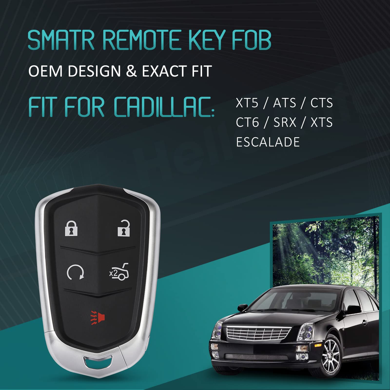 Helloauto Fit For Cadillac Replacement Key Fob Cover, Key Fob For Cadillac Xt5 Ats Cts Remote Key Srx Xts Escalade Key Fob, Keyl