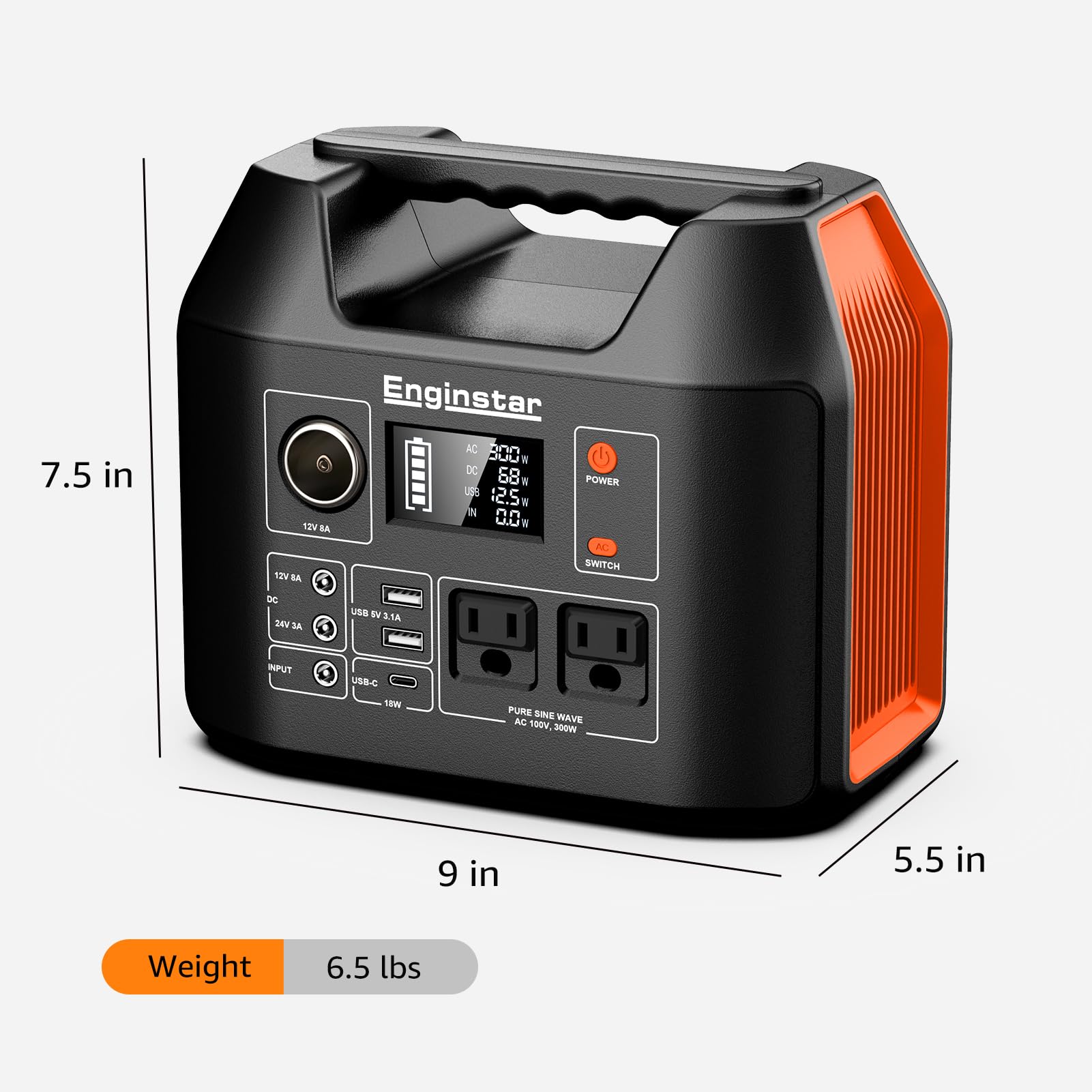 Enginstar Portable Power Station 300W 296Wh Battery Bank With 110V Pure Sine Wave Ac Outlet For Outdoors Camping Hunting And Eme