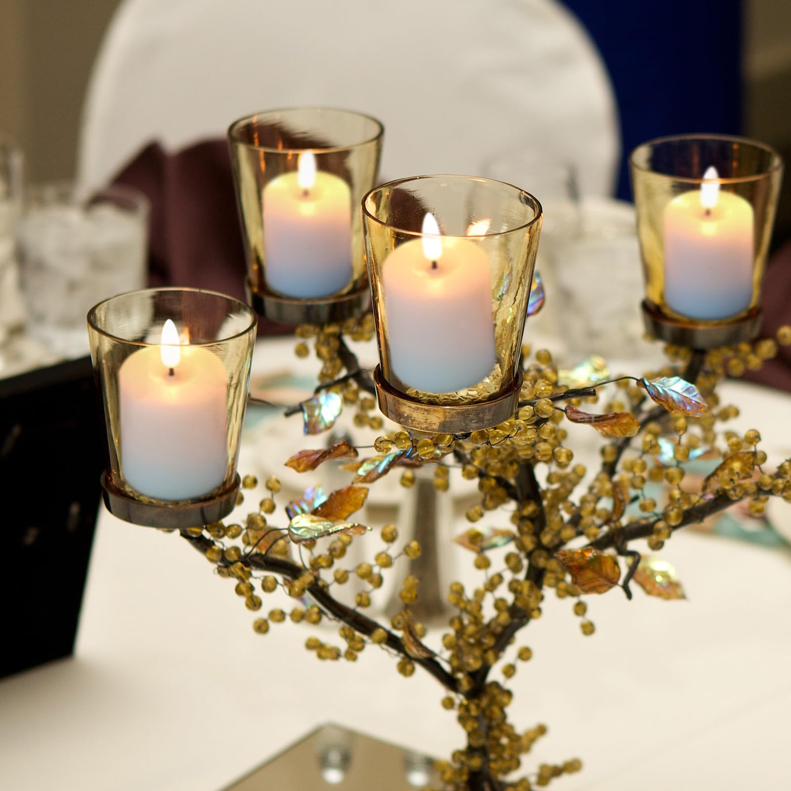 Kunswenn Led Votive Flickering Flameless Candles, Flameless Pillar Candlesticks With 3D Wick Realistic, Real Wax Candles Battery