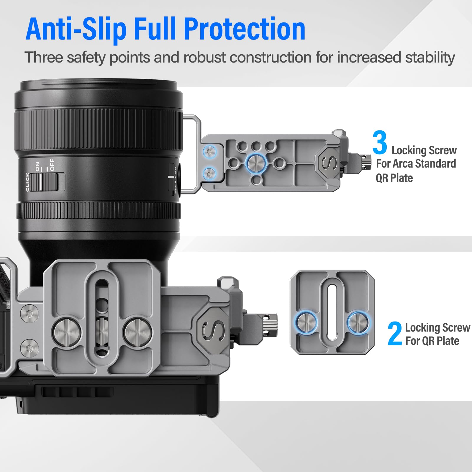 Sirui Camera Cage For Sony Fx 3 Fx30 With Wrist Strap Cable Clamp For Hdmi Nato Rail, Qr Plate For Arca Swiss, Compatible With Sony Xlr Handle And Compatible With Dji Rs2 Rs3 Gimbal, Grey