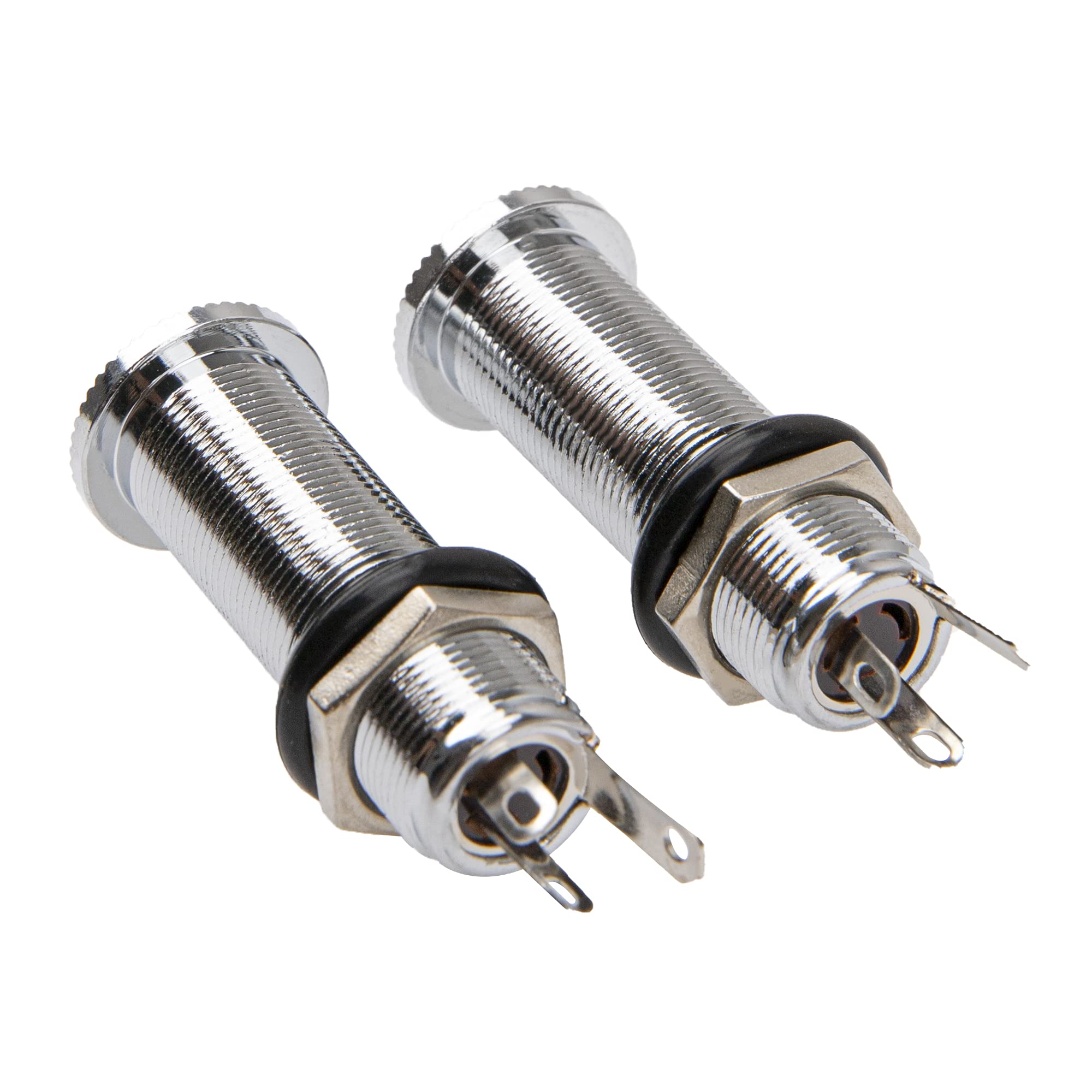 2Pcs Yootones Threaded Cylinder Output Jack Flush Mount Stereo Mono Jack Plug Sockets Compatible With Guitar Eq Pickup (Silver)