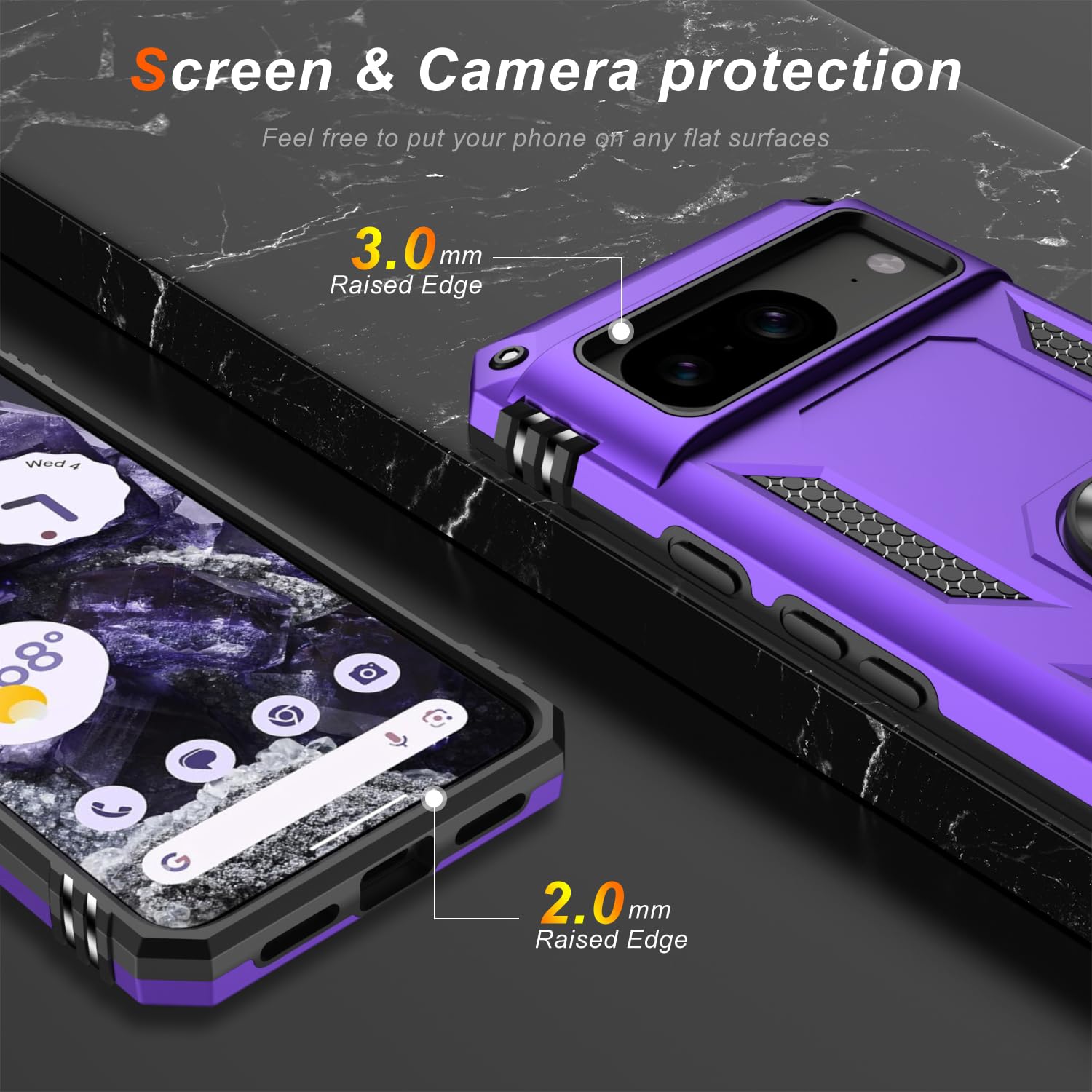 Lumarke For Google Pixel 8A Case With Screen Protector,Pass 16Ft. Drop Tested Military Grade Protective Phone Cover With Magneti