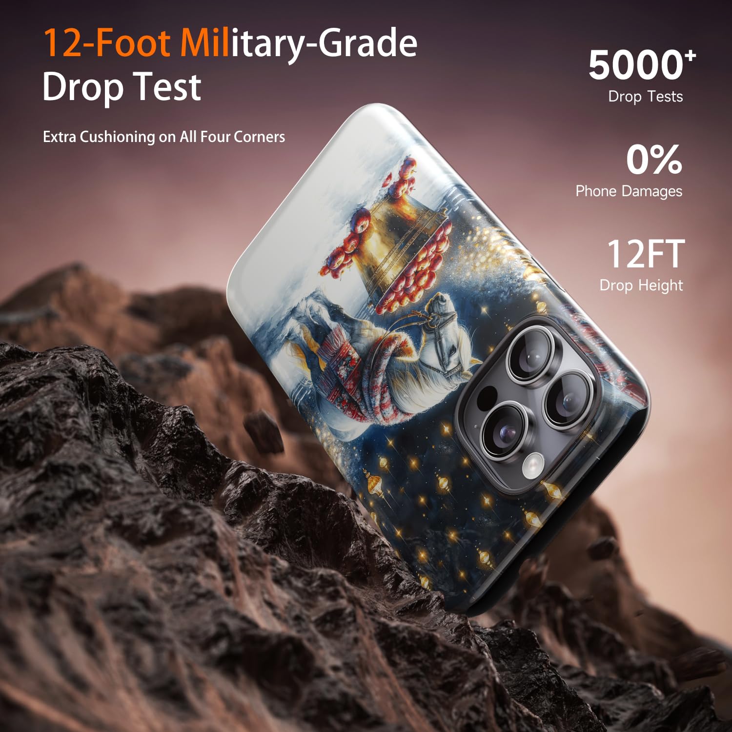 Dorismax Christmas Phone Case For Iphone 14 Pro Max - Wireless Charging Compatible - Dual-Layer Shell + Silicone Cover - Protect