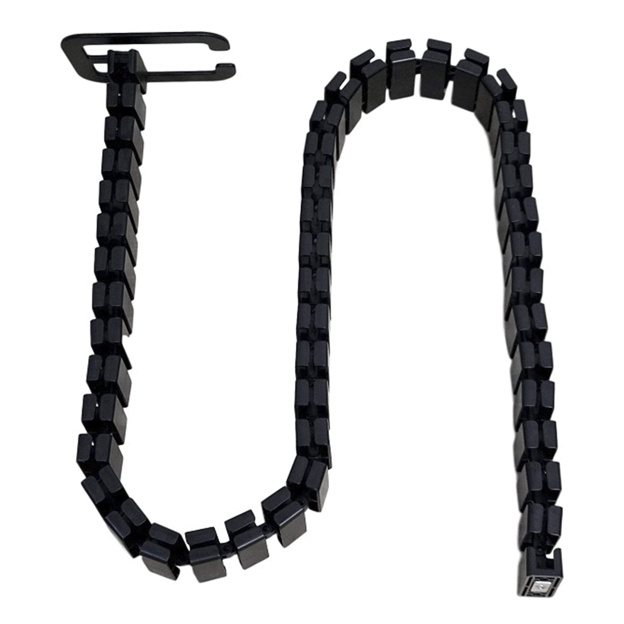 Progressive Automations Magnetic Adjustable Cable Management Snake. Standing Desk Accessories. Black