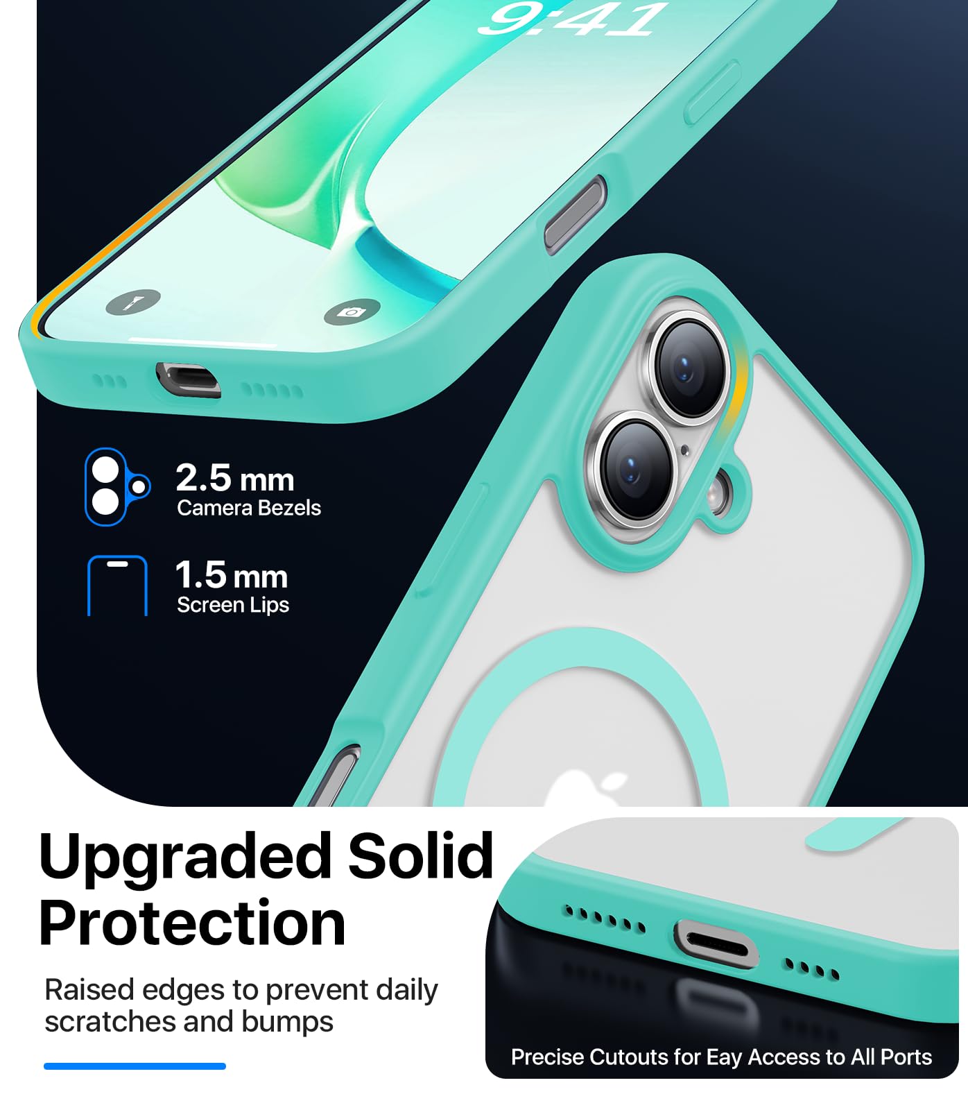 Cahejilu Magnetic For Iphone 16 Case,[Compatible With Magsafe][Military Grade Drop Protection] Anti Fingerprint Translucent Matt