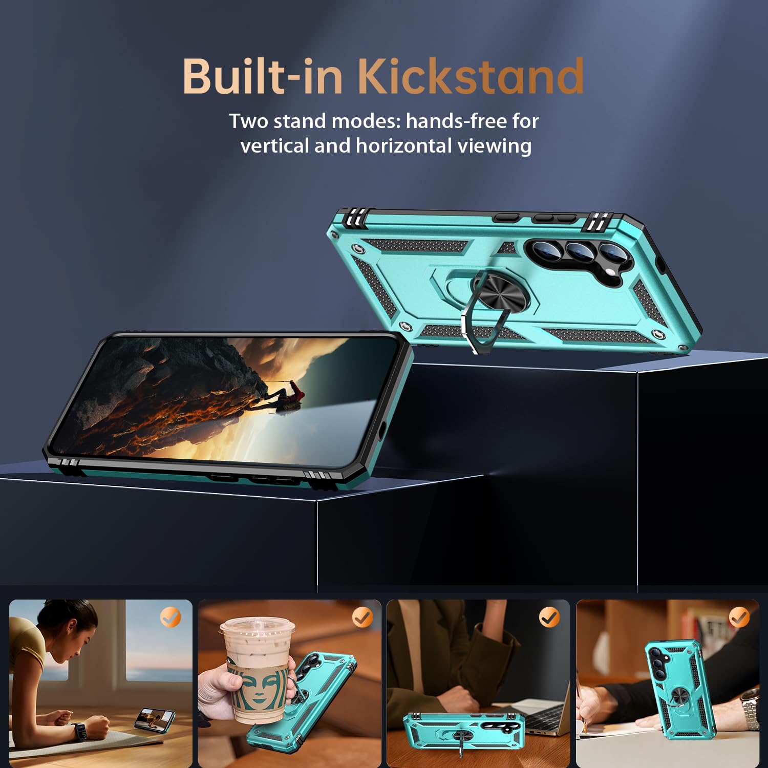 Ikazz For Galaxy S25 Case,Military Grade Shockproof Heavy Duty Protective Phone Cover Pass 16Ft Drop Test With Magnetic Kickstan