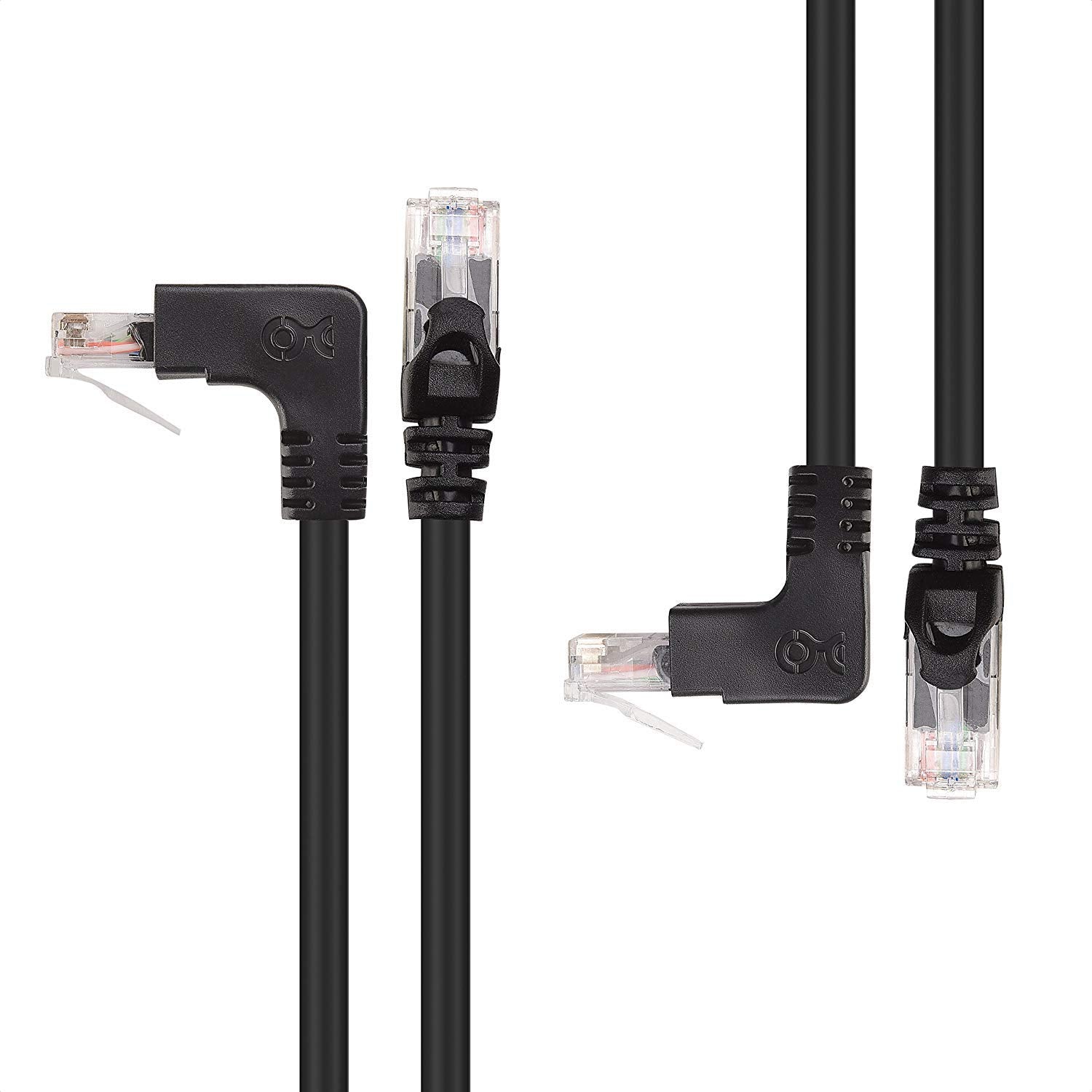 Cable Matters 10Gbps Combo Pack 90 Degree Cat 6, Cat6 Right Angle Ethernet Cable 7 ft (Right Angle Down + Right Angle Up)