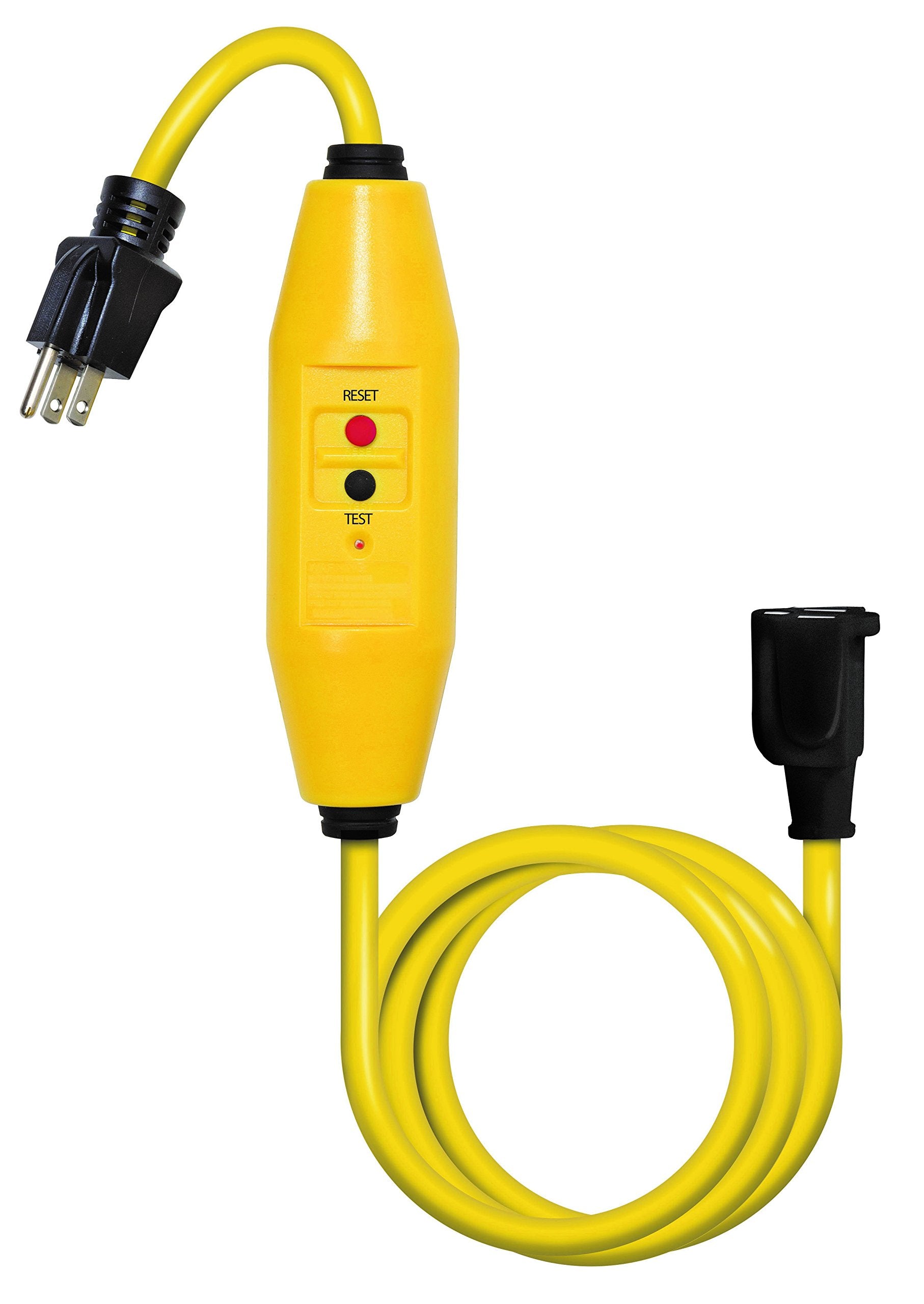 Tower Manufacturing 30438022 01 Auto Reset 15 Amp Inline Gfci Single Connector Cord, 6 Feet, Yellow