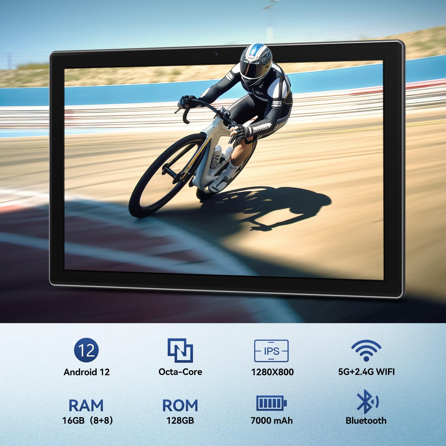 Tablet 2024 Latest Android 12 Tablet 128Gb + 16Gb (8+8 Expand) Large Storage, 2 In 1 Tablet With Keyboard, Octa Core Processor, Tablet 10 Inch Screen, 5G Wifi Tablet Bluetooth/Mouse/Case/13Mp Camera