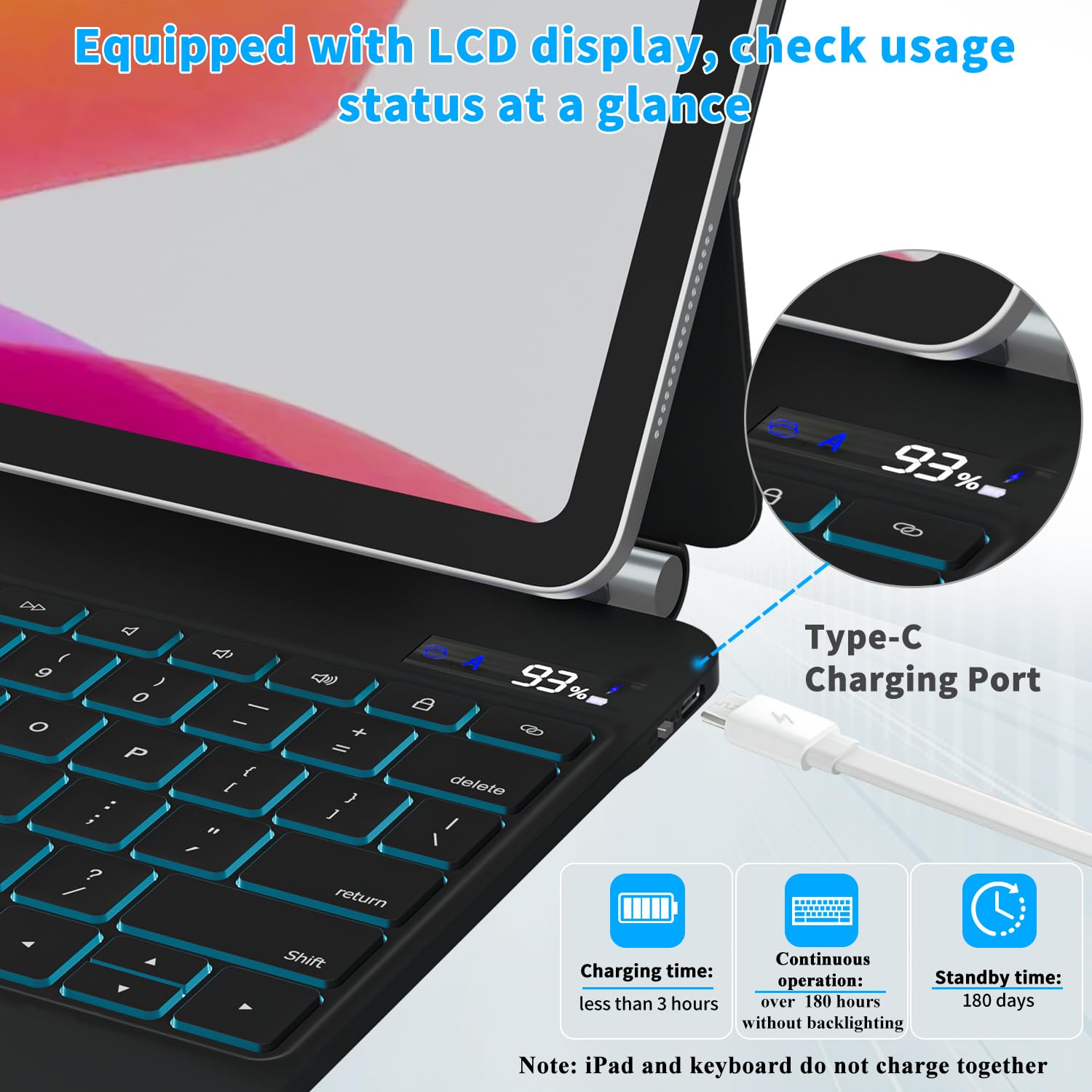 Emoonland   Ipad Pro 13 Inch Case 2024 Keyboard, Magic Keyboard Ipad Pro M4   Magnetic Stand, Multi Touch Trackpad, 7 Colors Bac