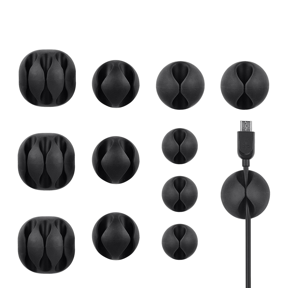 Avantree 12 Pack Long Lasting Cable Clips, Desktop Cord Holder Hider, Charging Cable Drop Organizer Management System For Tv Pc