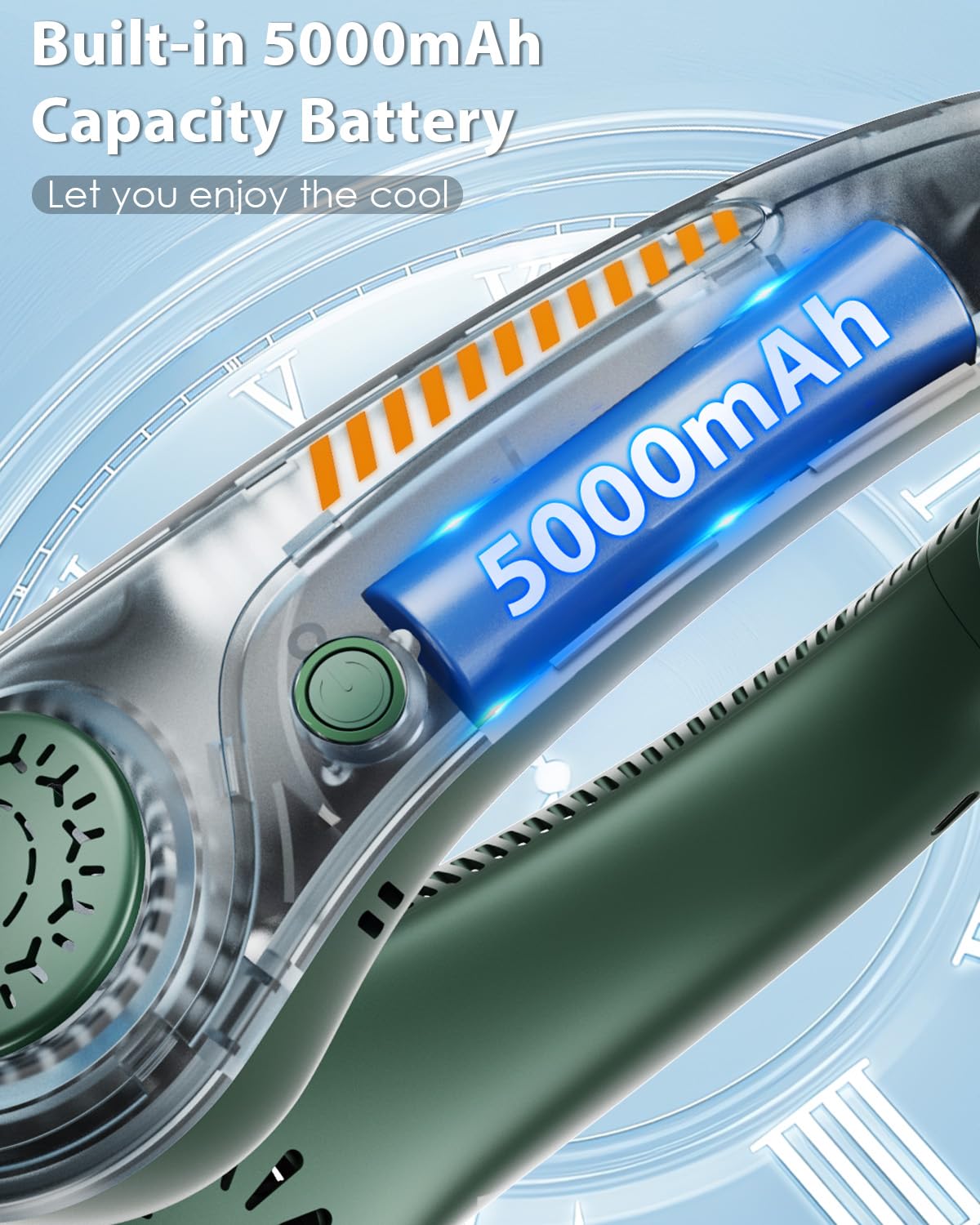 Portable Neck Fan - Neck Fans That Blow Cold Air, Hands-Free Usb Rechargeable Wearable Personal Fan With Neckbrace, 5 Adjustable