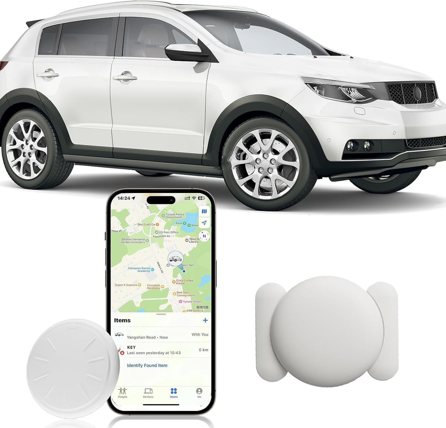 Hongtop Tracker Device for Vehicles,No Subscription GPS Car Tracker Works with Apple Find My(iOS Only),Anti-Lost Car Locator,Min