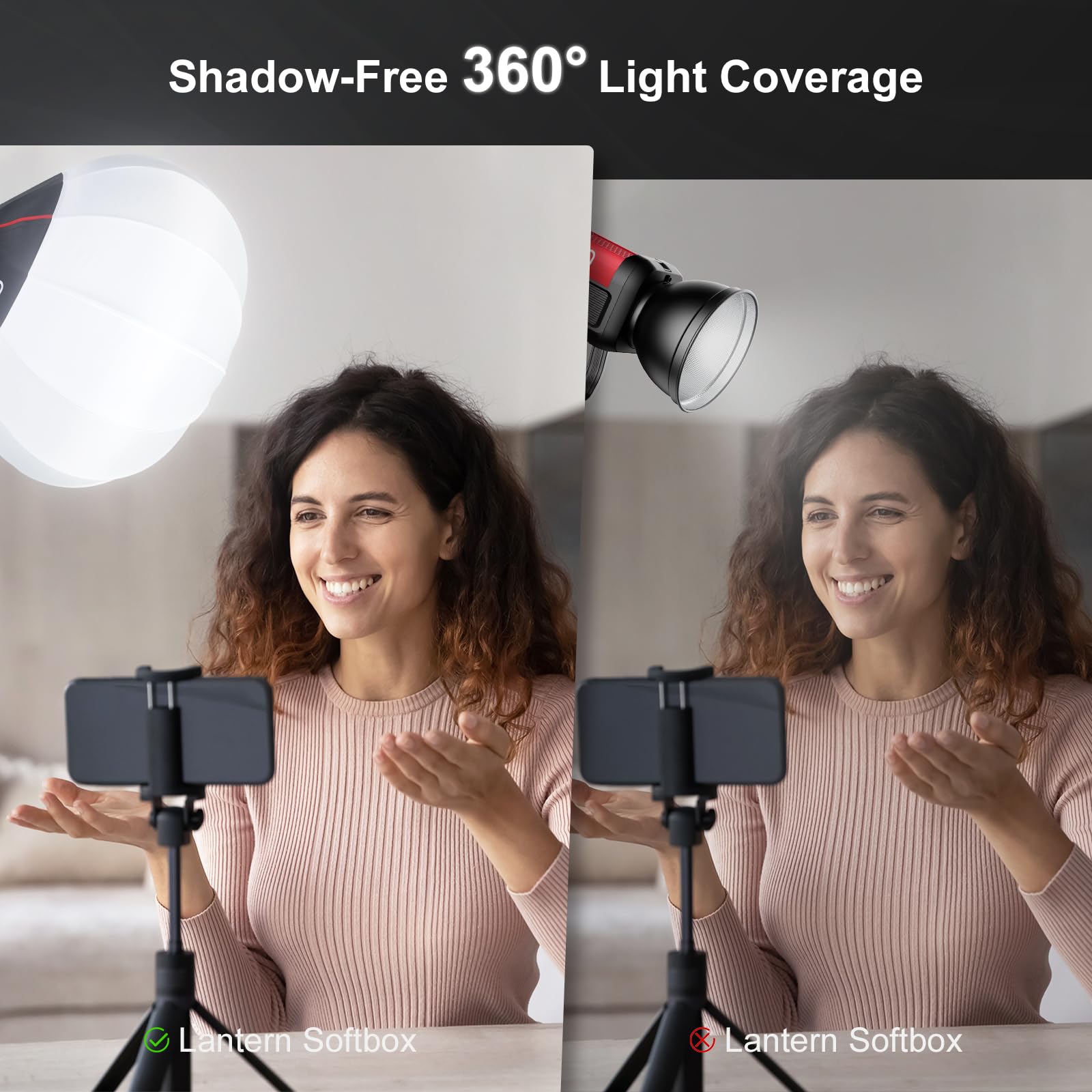 Gvm Led Video Light Kit 65000Lux/M, 300W Studio Lights With Lantern Softbox, Dimmable 2700 6800K Video Lighting With Bowens Moun