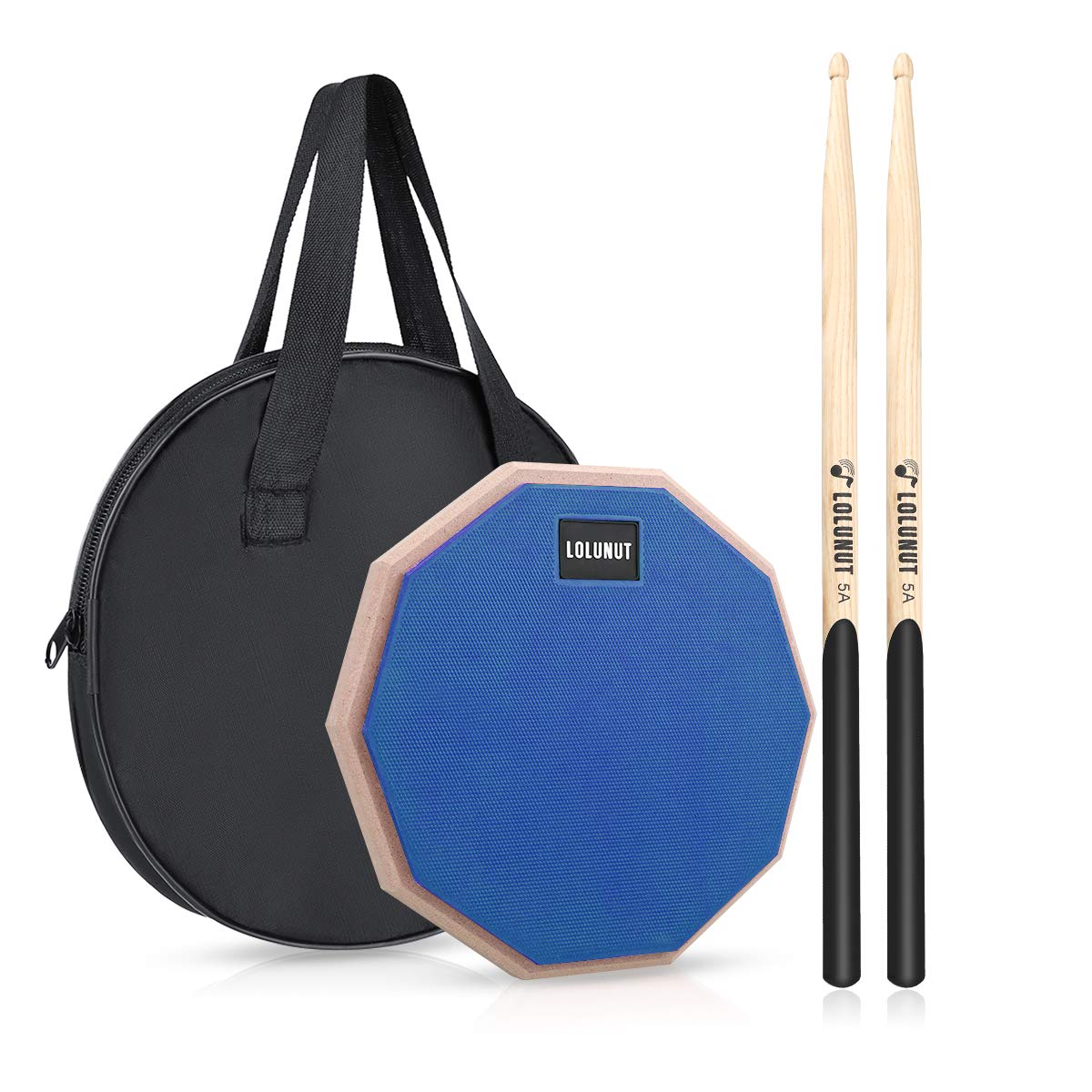 Lolunut 8 Inch Silent Drum Pad, Dumb Drum Beginner Rubber Practice Pad, With 5A Drum Sticks & Storage Bag