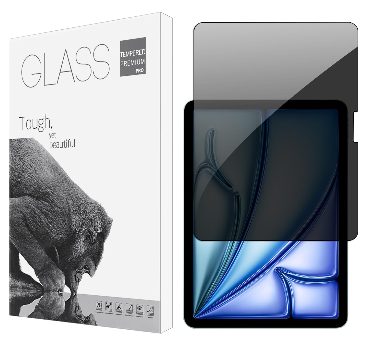 Yongmai Privacy Screen Film Protector For Ipad Air 11 Inch 2024 6Th Generation M2, Scratch Resistant 9H Hardness Ipad Air 11 Tab