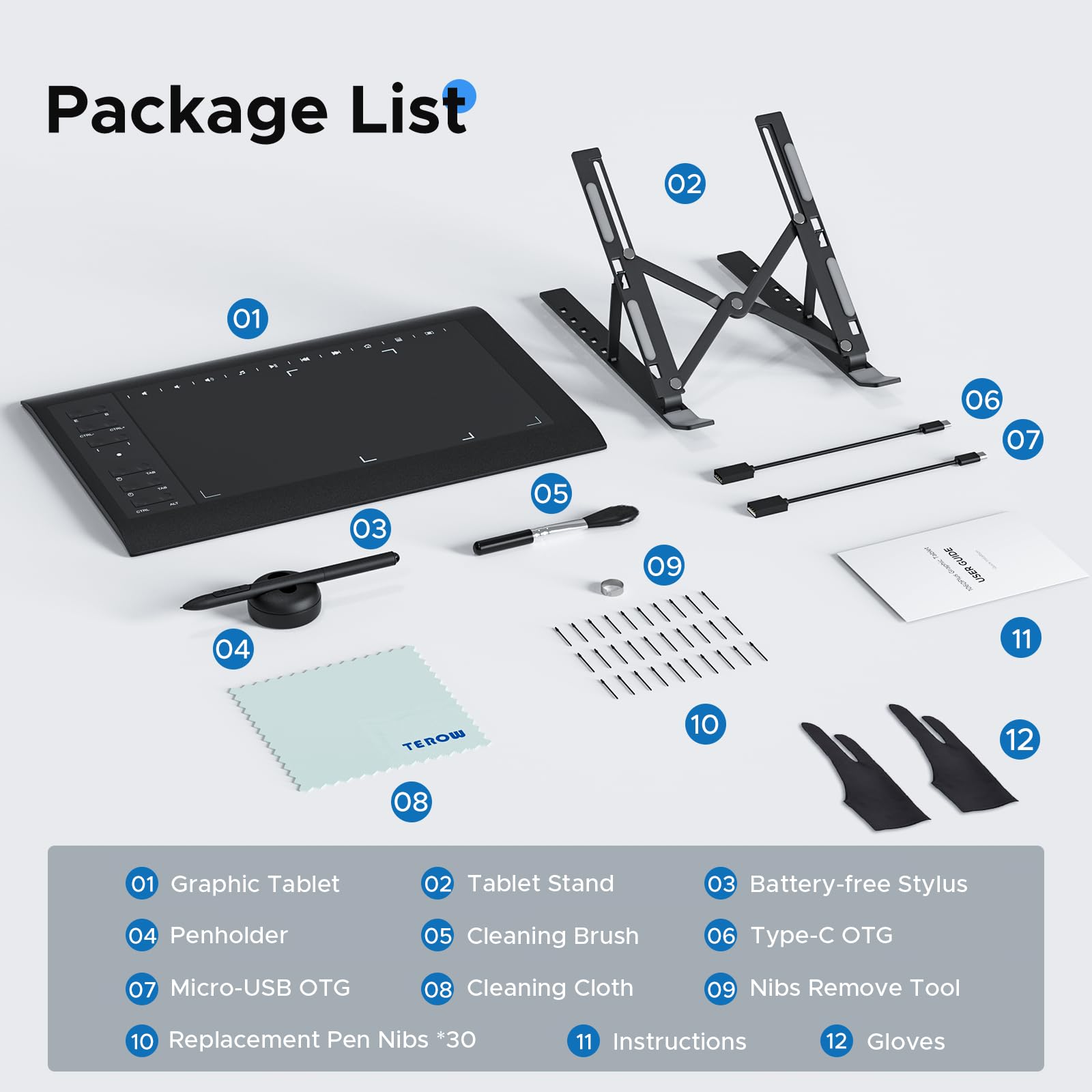 Teinenron Graphics Drawing Tablet With Stand,10X6 Inch Drawing Tablet With 8192 Level Pen,12 Hot Keys,Digital Drawing Pad Compat