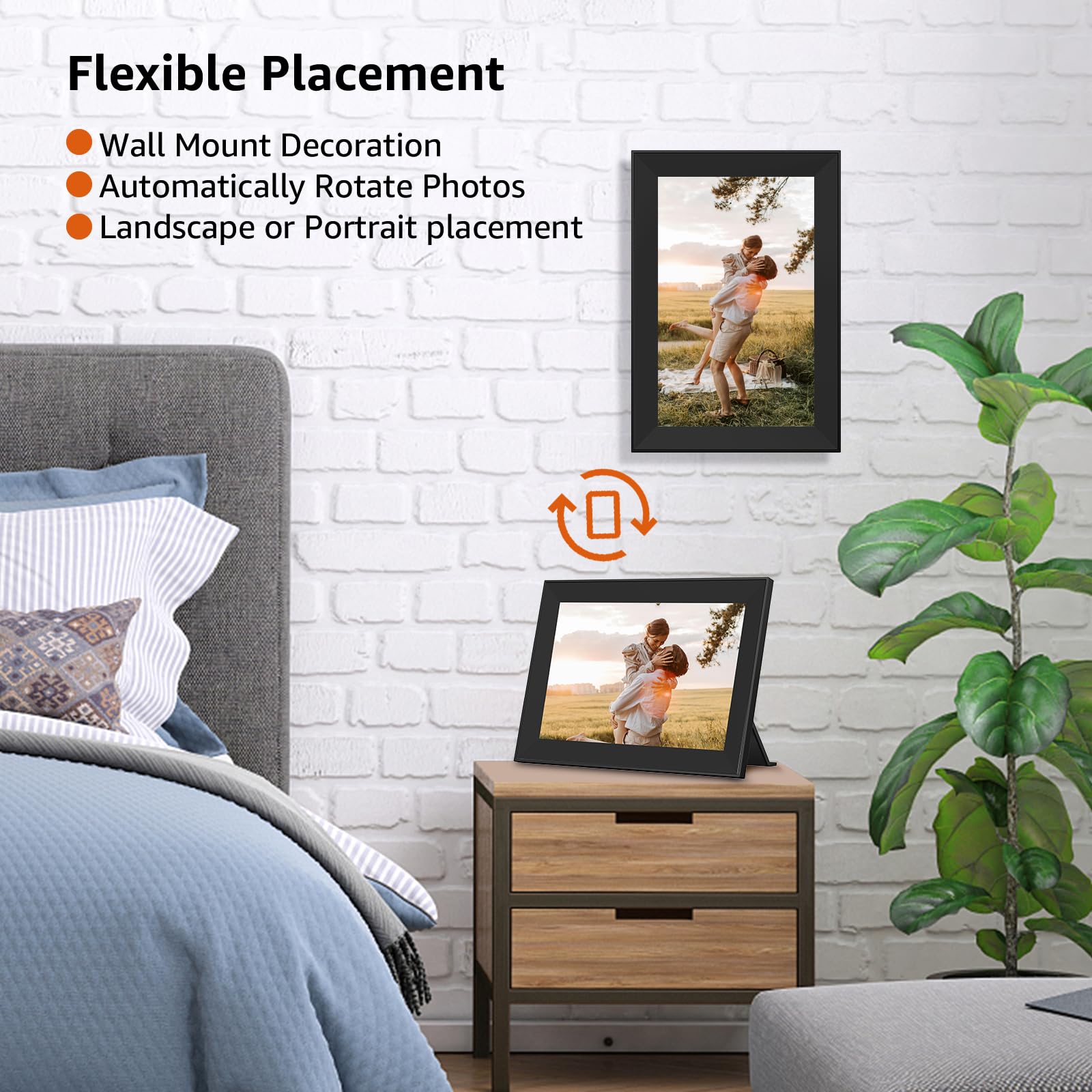 Frameo Digital Picture Frame Wifi 10.1 Inch Digital Photo Frame Auto Rotate & Slideshow Electronic Picture Frame 32Gb Hd Ips Tou