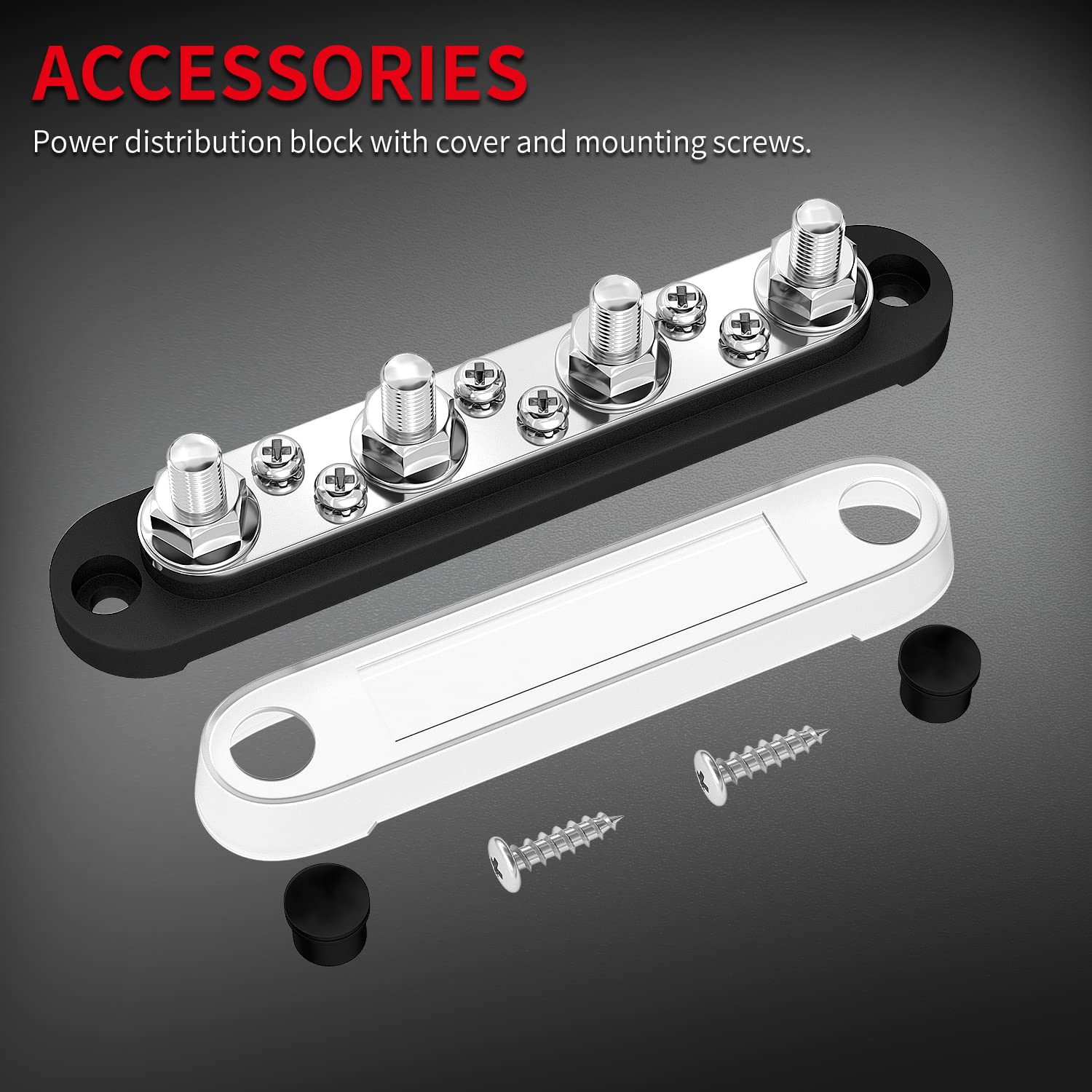 Daiertek Bus Bar Terminal Block 4 X 5/16'' (M8) Terminal Stud, 6 X #8 (M4) Screw Terminal Positive & Ground Power Distribution B