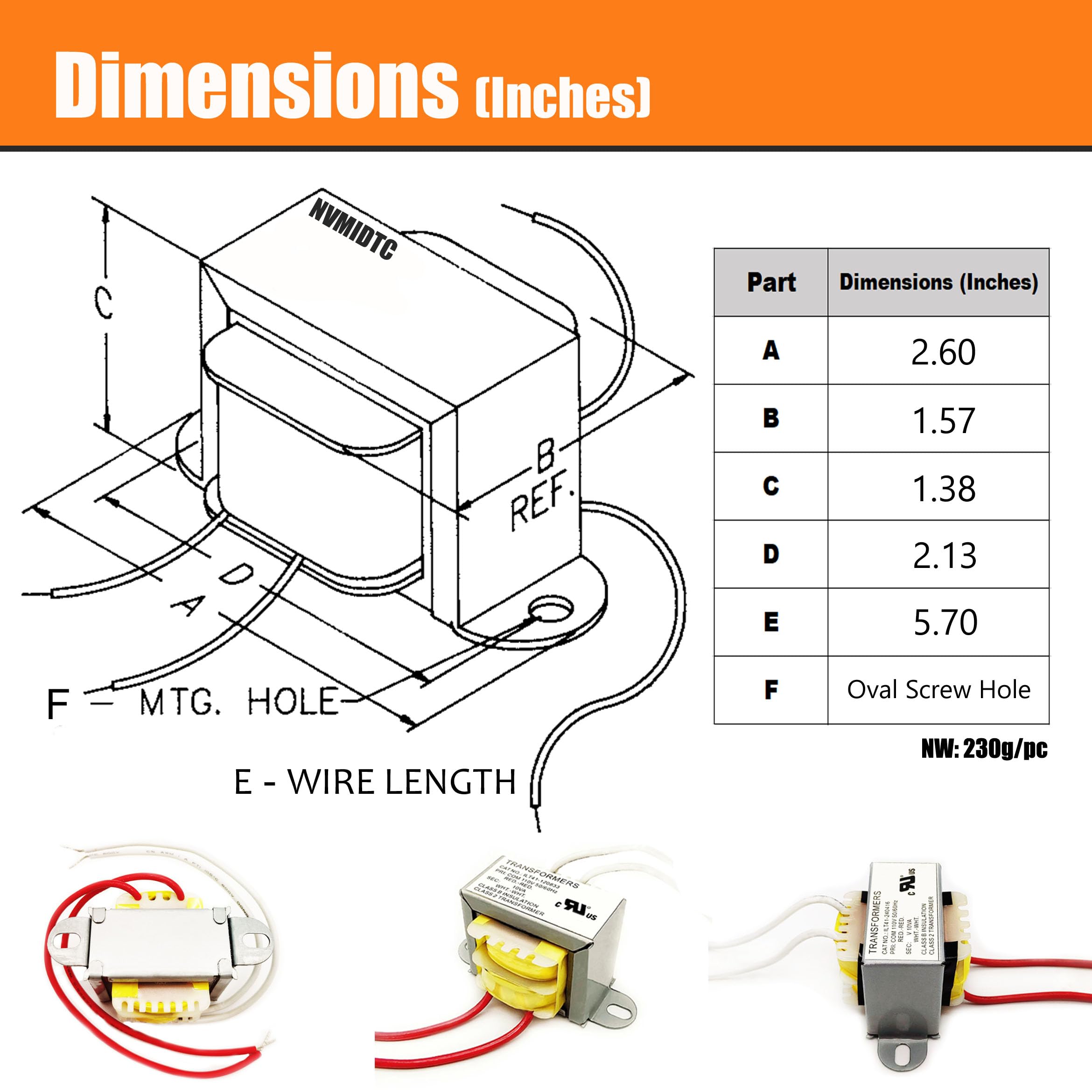 Nvmidtc Ac/Ac Power Transformer Input 110V 50/60Hz Output Ac 12V 10Va Single Phase Transformer Step Down Transformer 110V To 12V