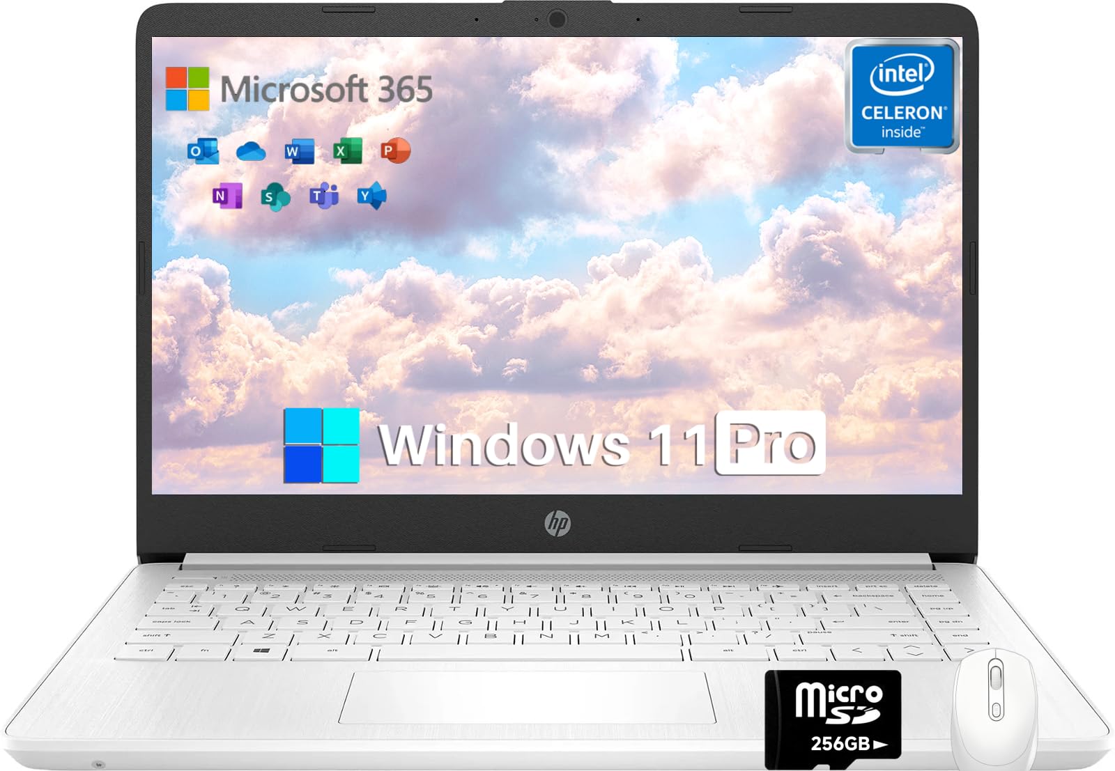 HP 14 Inch Laptop Student Business, Intel Dual-Core N4120, 16 GB RAM, 320 GB Storage(64GB eMMC+256GB MSD), Webcam, HDMI, WiFi, 1