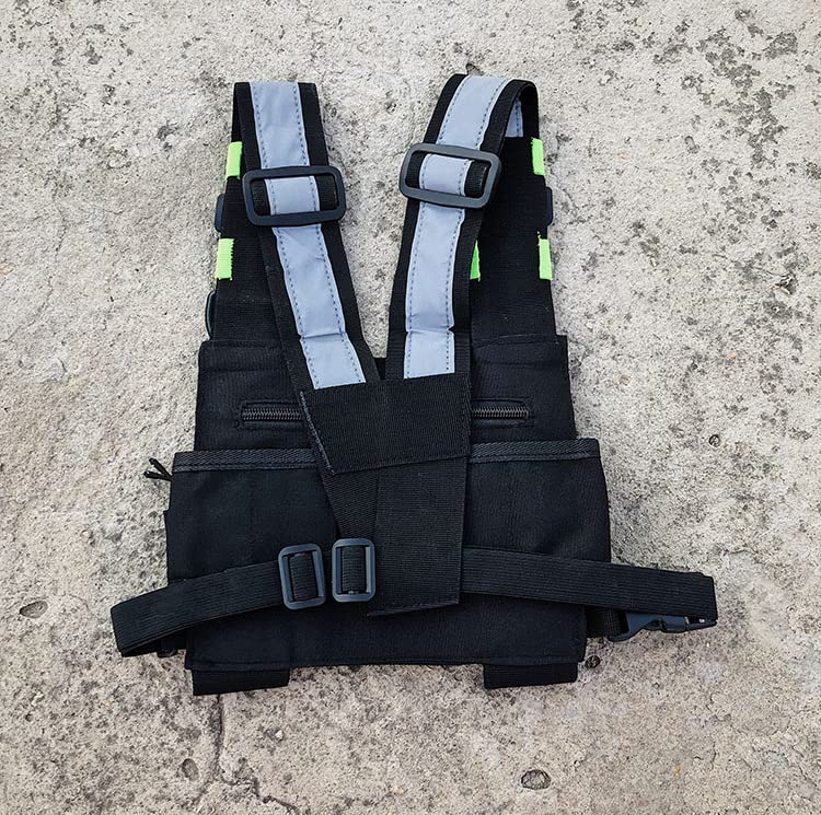 Irisfly Radio Chest Harness Holder Vest Rig, Walkie Talkies Radio Chest Harness With Front Pouches And Zipper Bag