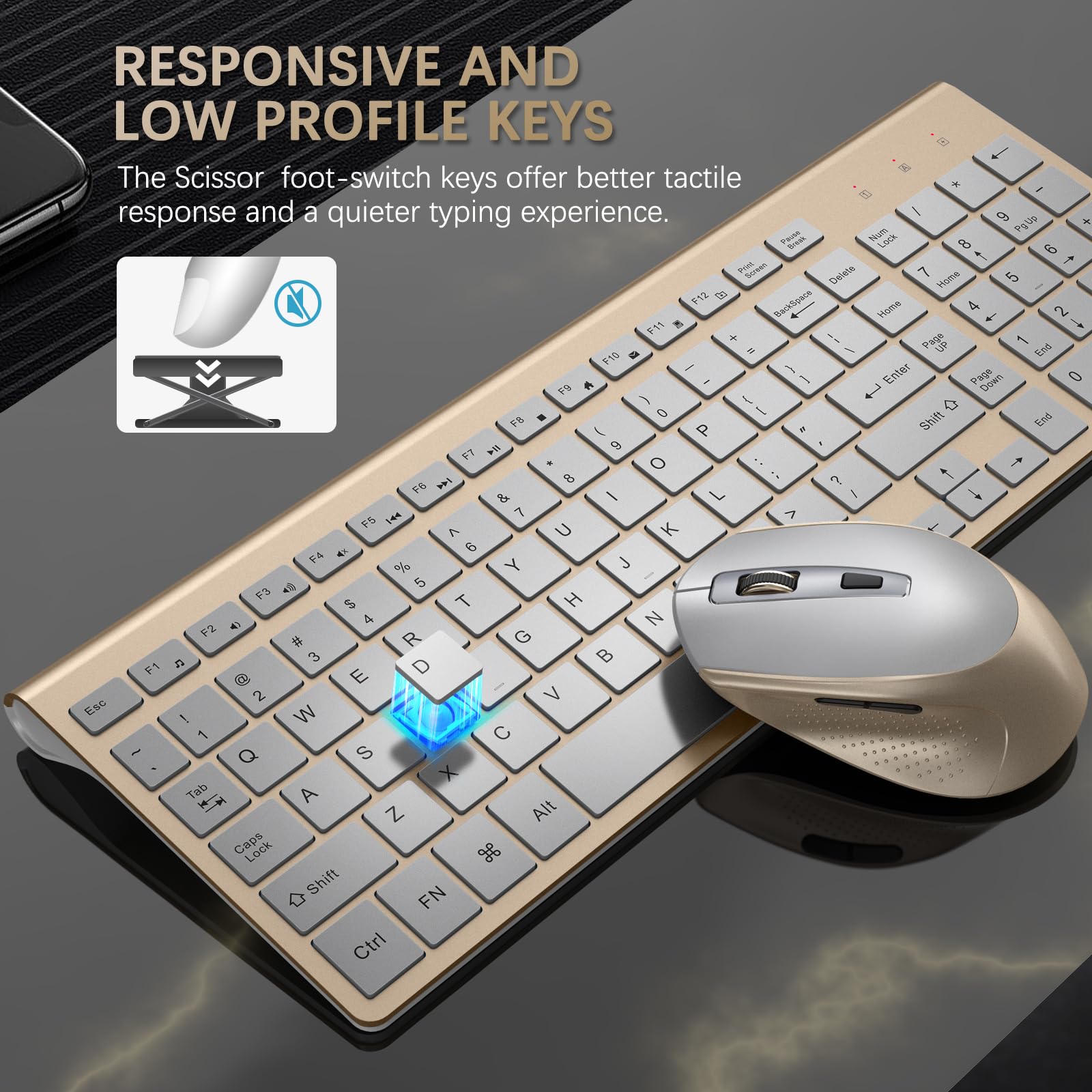 Wireless Keyboard Mouse Combo, J Joyaccess Ergonomic And Portable Wireless Keyboard And Mouse Set For Laptop/Computer/Desktop/Pc