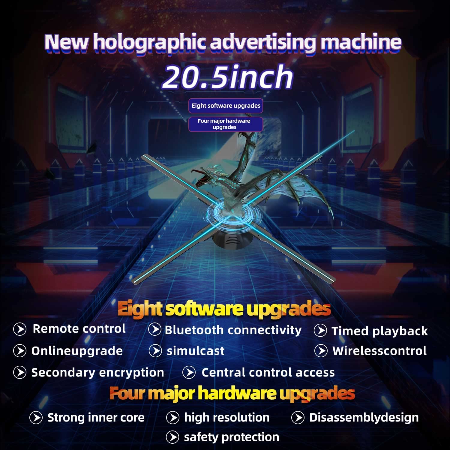 3D Hologram Fan, 52Cm 3D Hologram Projector Hd Led 2000*1444Px Resolutionadvertising Display With Remote And Bluetooth And Wifi,