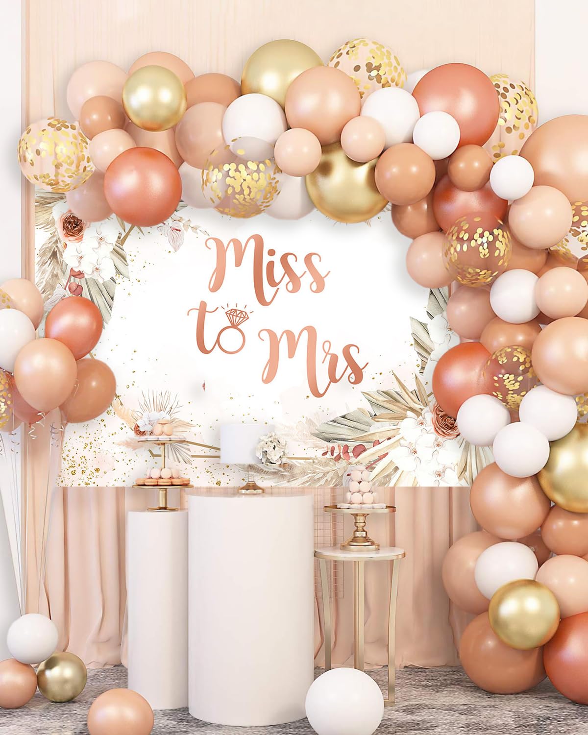 Mocsicka Miss To Mrs Bridal Shower Backdrop Boho Chic Pink/Blue Flowers Photography Background Vinyl Wedding Bride To Be Cake Ta