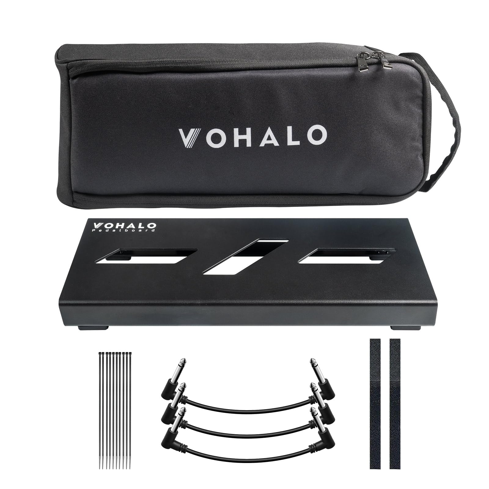 VOHALO Mini 14 Guitar Pedal Board with Carry Bag, Guitar Effects Compact Small Pedalboard 14.1x 5.5 with Carry Bag, Included Ped