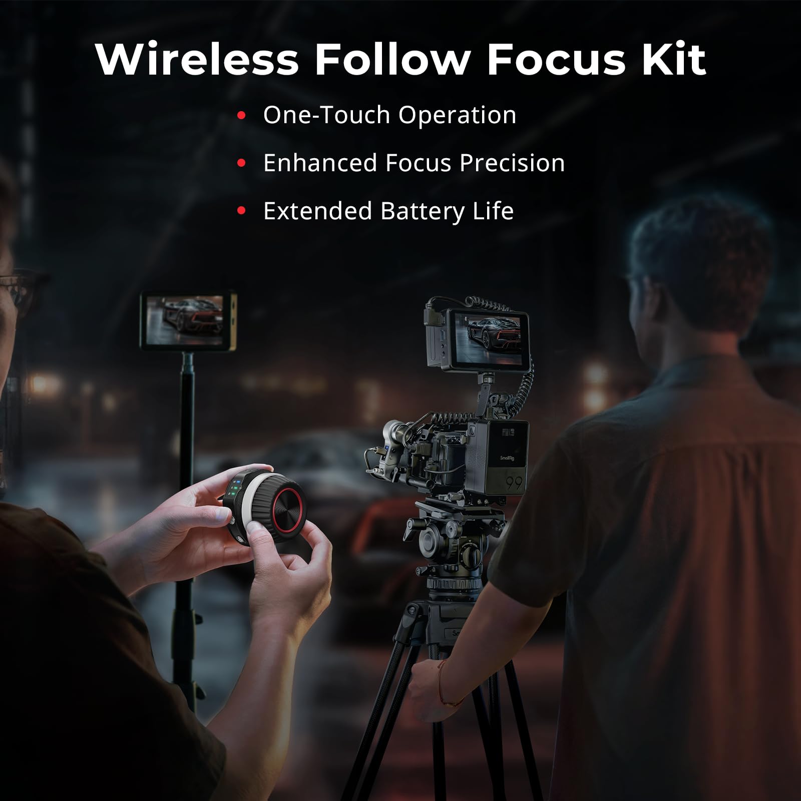 Smallrig Wireless Follow Focus Kit (Lite) With Handwheel Controller & Receiver Motor, A/B Stops & 15Mm Rod Clamp, Compact Design