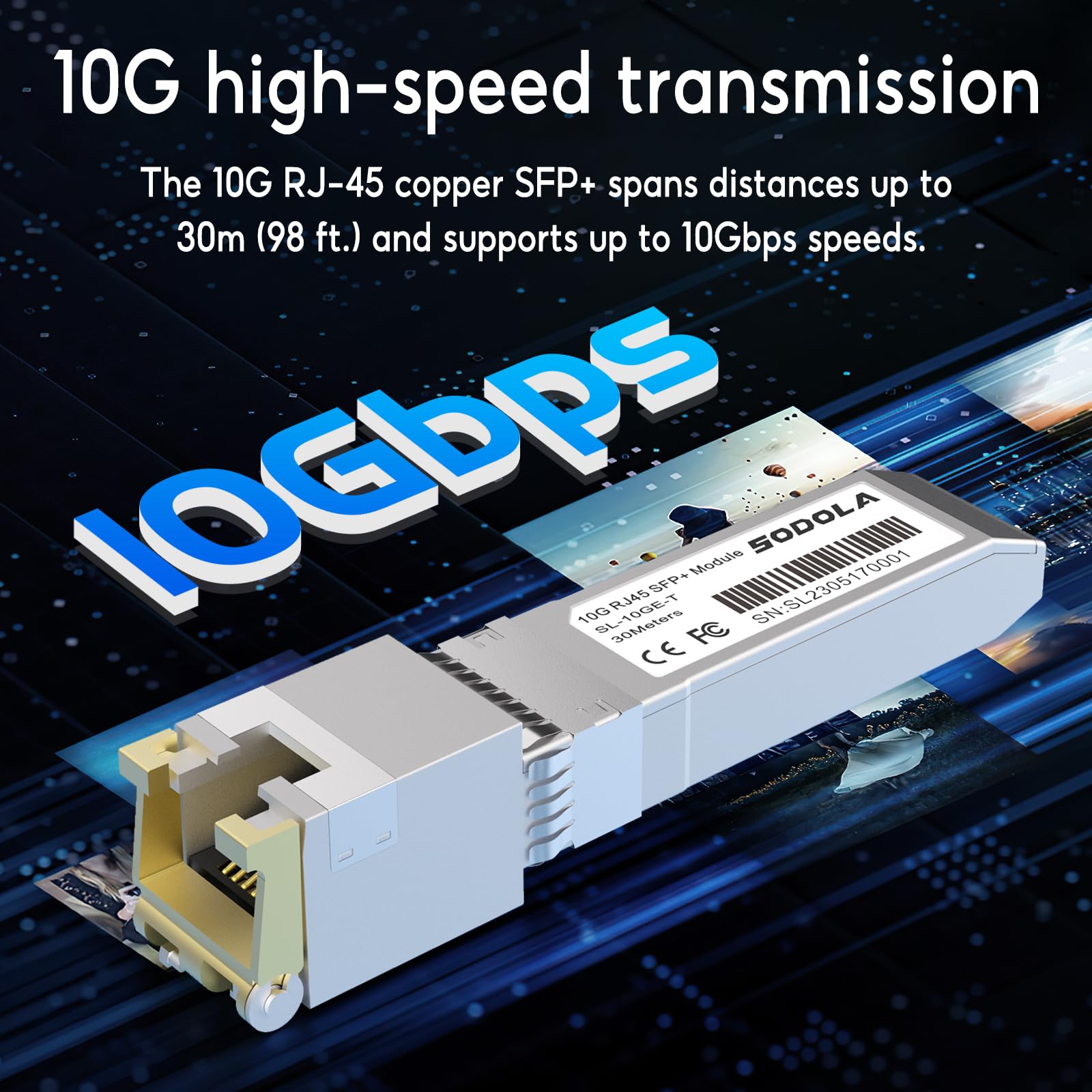 Sodola 10Gbase T Rj45 Sfp+ Module, 10G Sfp+ Rj 45 Copper Transceiver For Sodola, Sfp To Ethernet, Plug And Play,Hot Pluggable,Up