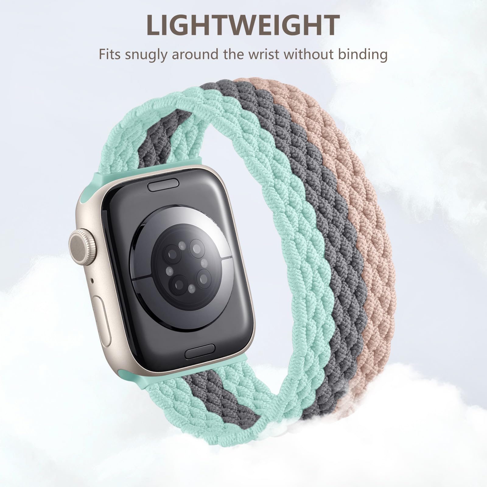 Zedoli Braided Solo Loop Compatible With Apple Watch Se Band 41Mm 42Mm 40Mm 38Mm Women, Adjustable Stretchy Nylon Solace Band El