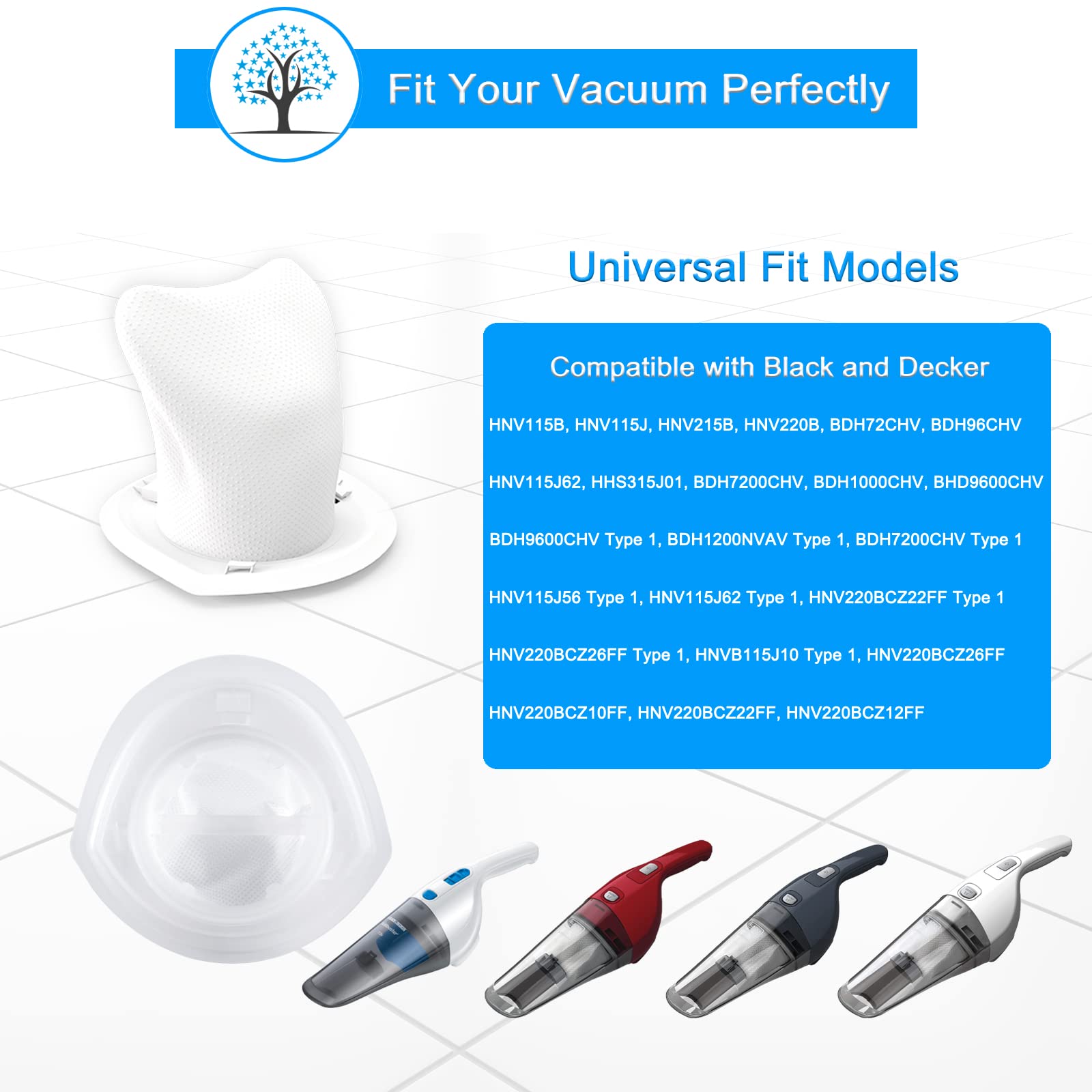 Evf100 Filters For Black And Decker Hnv220B, Hnv215B, Hnv115J, Hnv220Bcz10Ff, Hhs315J01, Hnv220Bcz22Ff, Bdh7200Chv, Hnv220Bcz26F