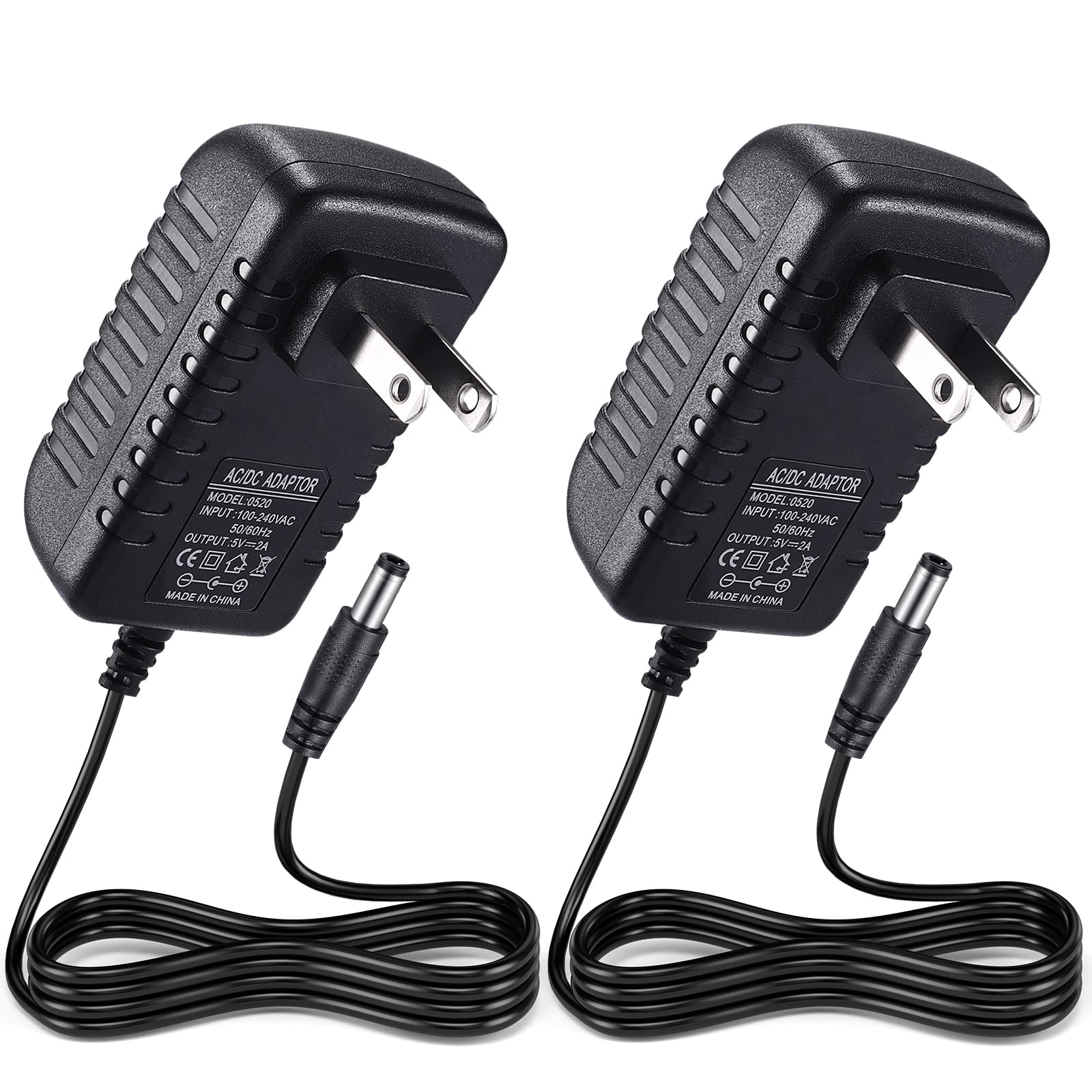 Tobwolf 2Pcs 5V 2A Power Supply Adapter, Dc 5V 10W Switching Power Adapter, Ac 100V 240V To Dc 5 Volt 2 Amp Universal Switching