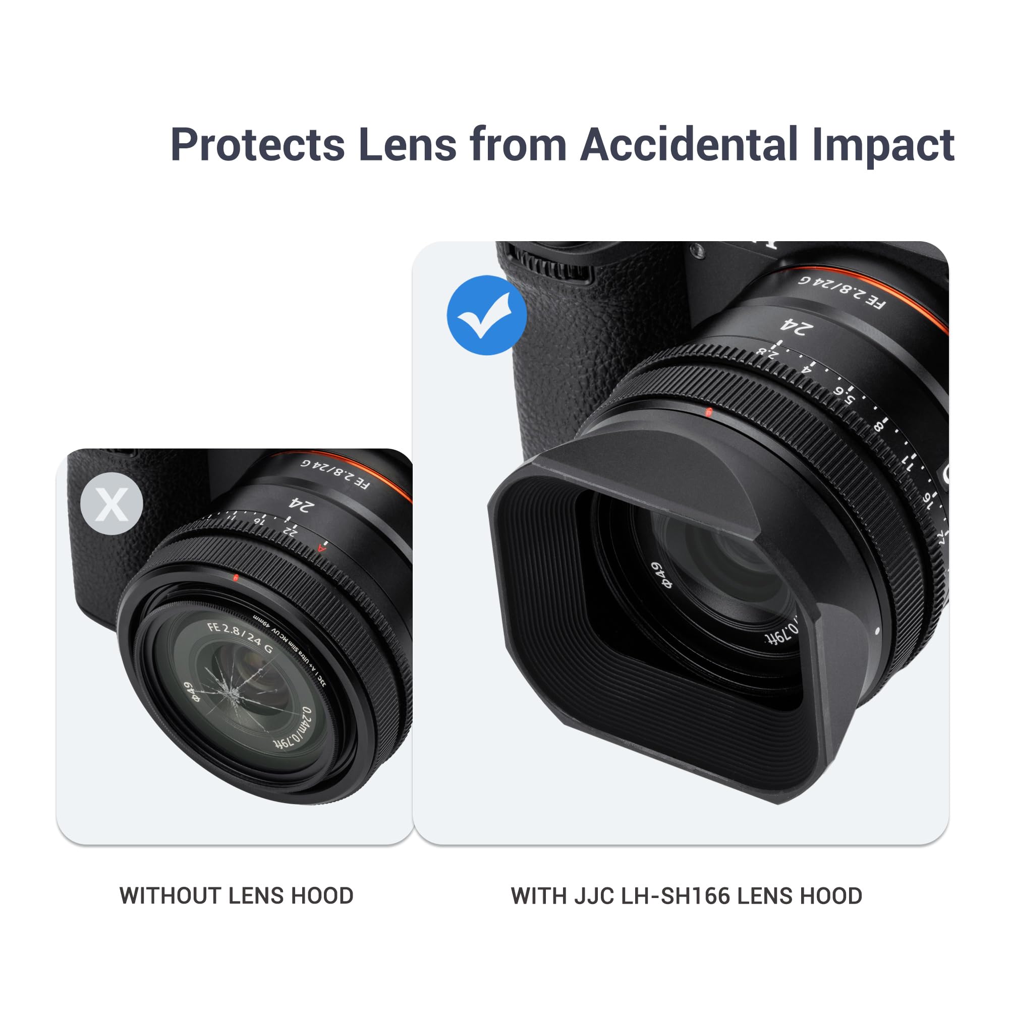 Jjc Metal Square Lens Hood Shade For Sony Fe 50Mm F/2.5 G Sel50F25G, Fe 40Mm F/2.5 G Sel40F25G, Fe 24Mm F/2.8 G Sel24F28G Lenses