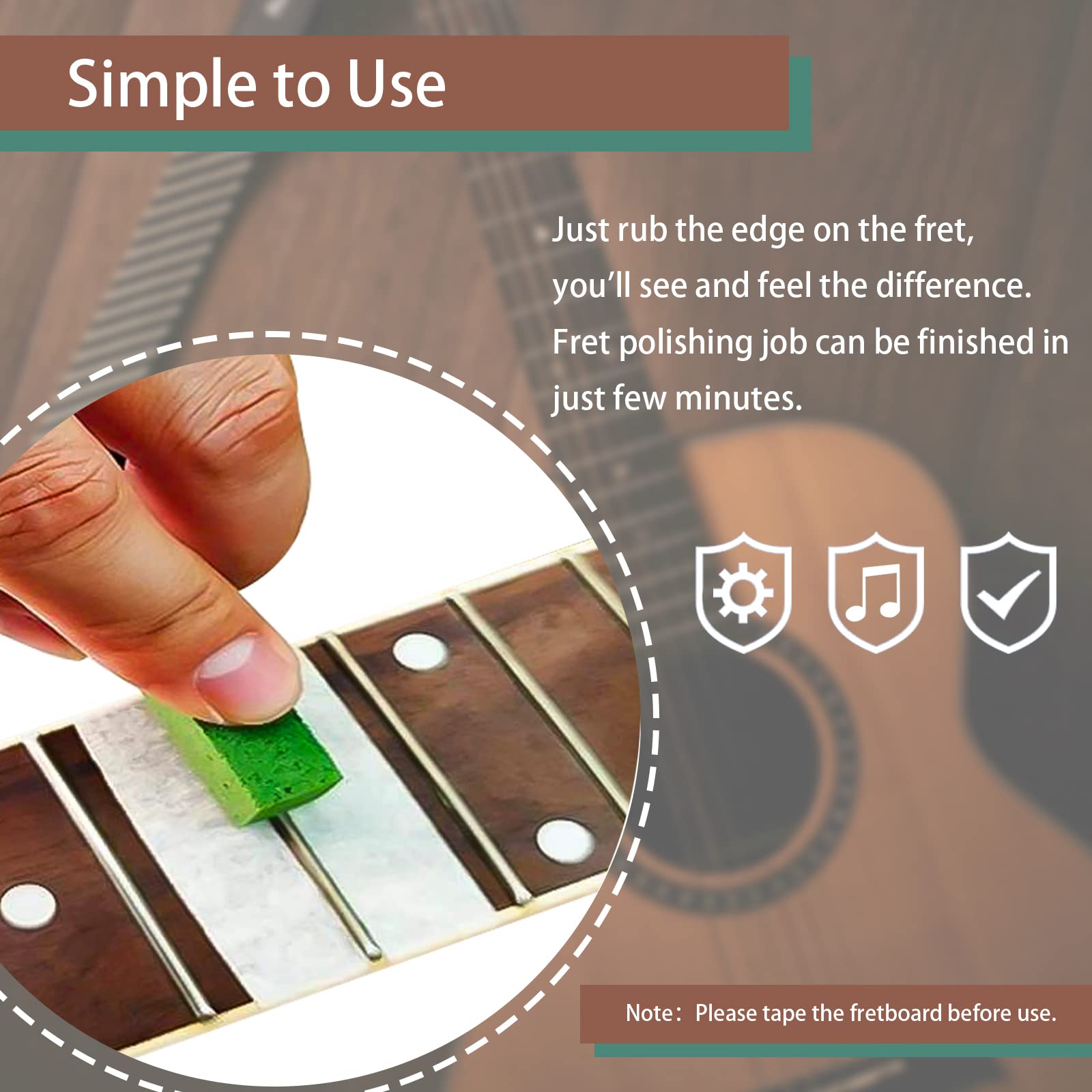 Baroque Fret Erasers 180 & 400 & 1000 Grits, Guitar Fret Polishing Abrasive Rubber Blocks, Set Of 3 Grits