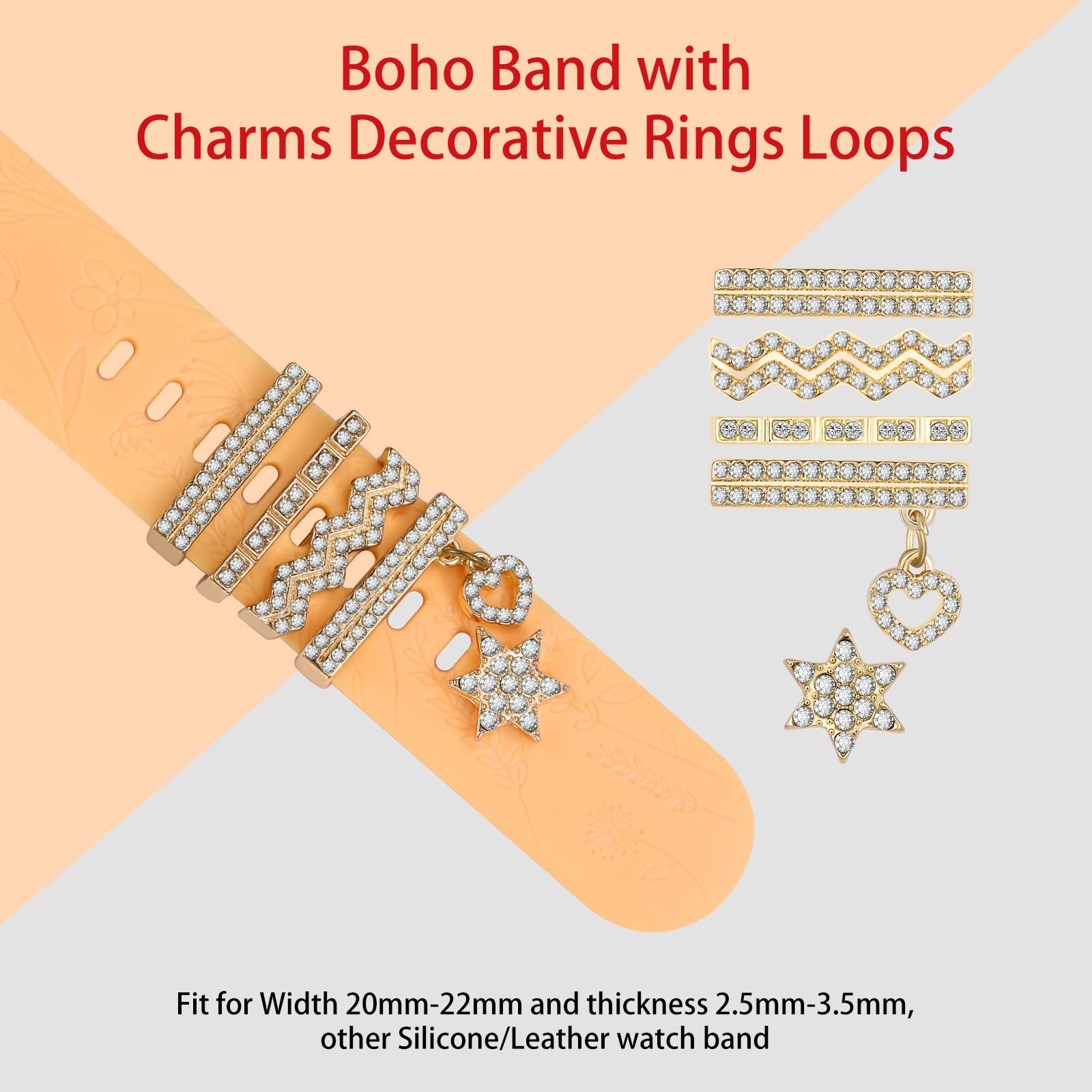 Watch Band Charms For Smart Watch For Women Decorative Ring Loops 38Mm 40Mm 41Mm 42Mm 44Mm 45Mm Compatible With Iwatch Series 7